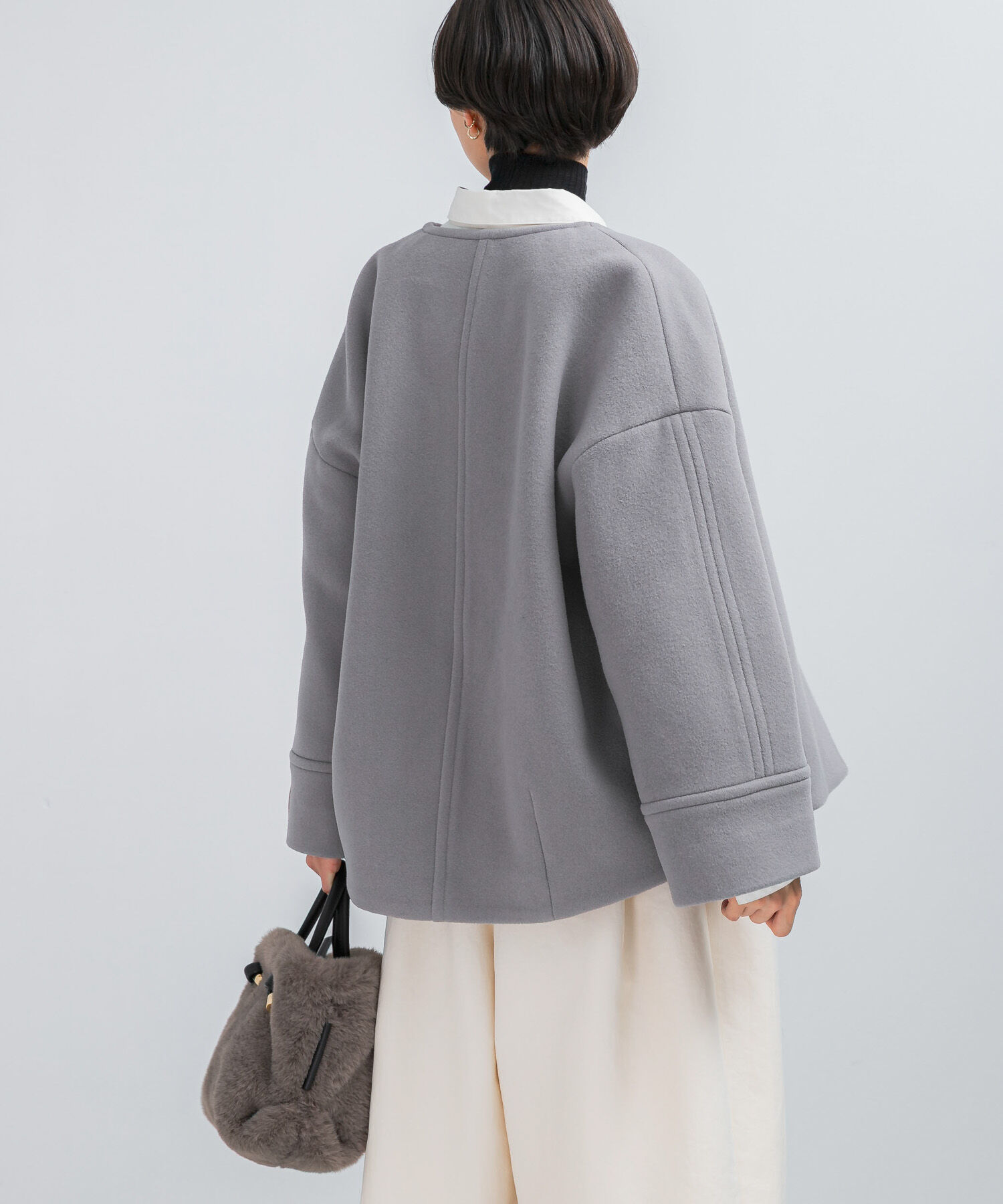 URBAN RESEARCH ROSSO「LA TORREショートノーカラーコート」|ノーカラーコート|