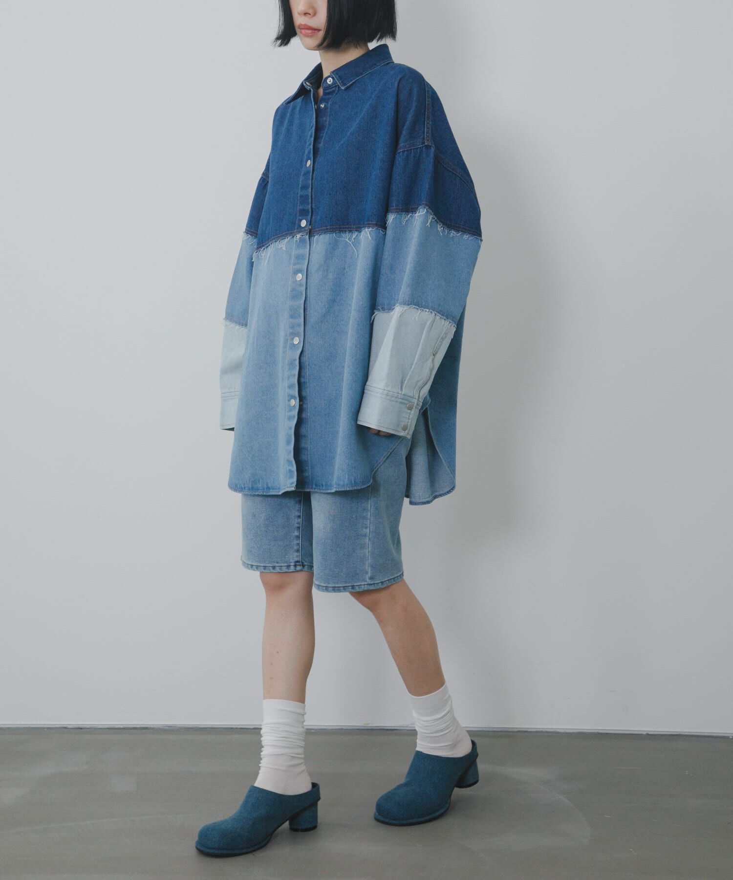  「パッチワークBIGデニムシャツ」|シャツ・ブラウス|