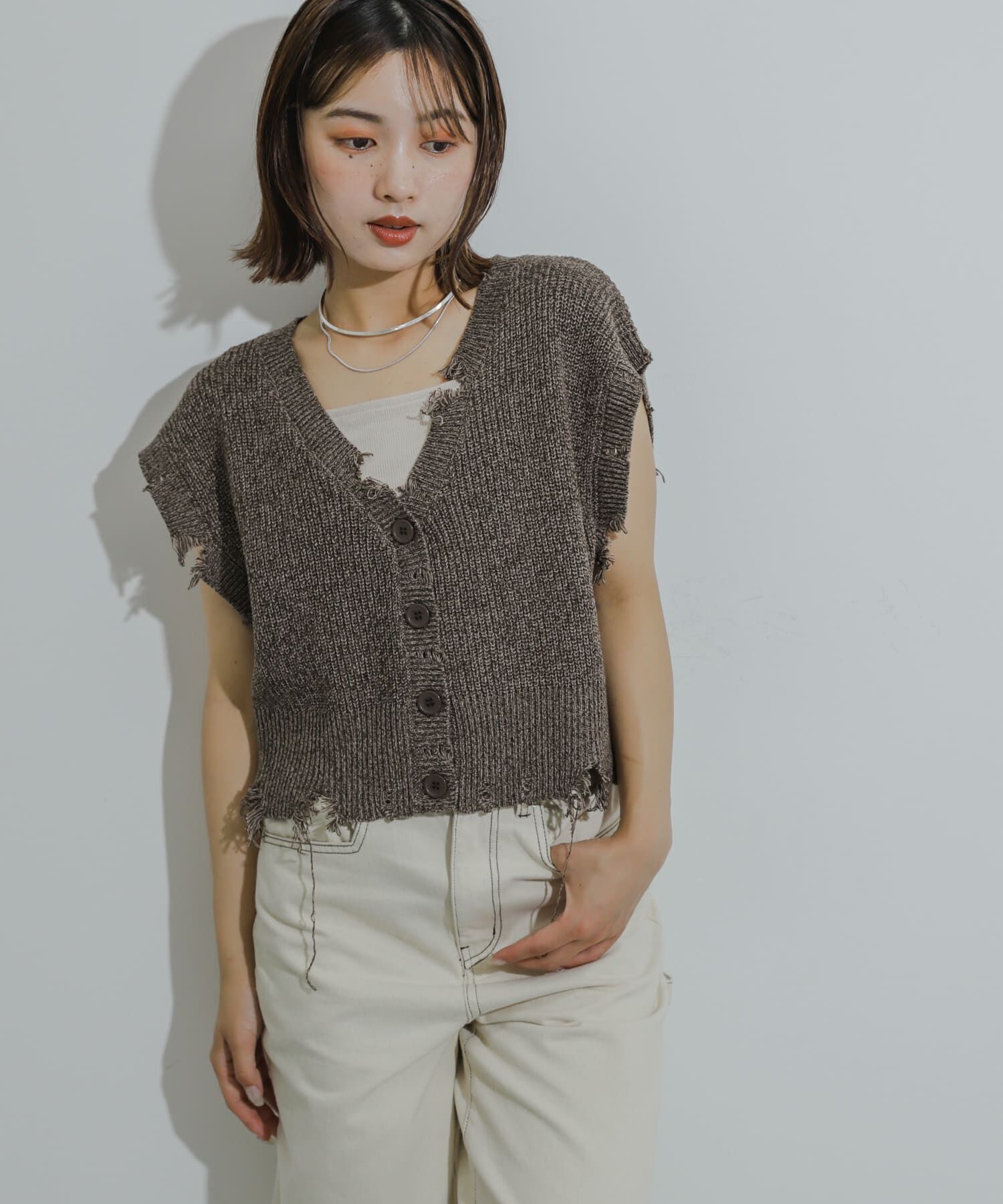 SENSE OF PLACE by URBAN RESEARCH「ダメージニットベスト」|ベスト・ジレ|