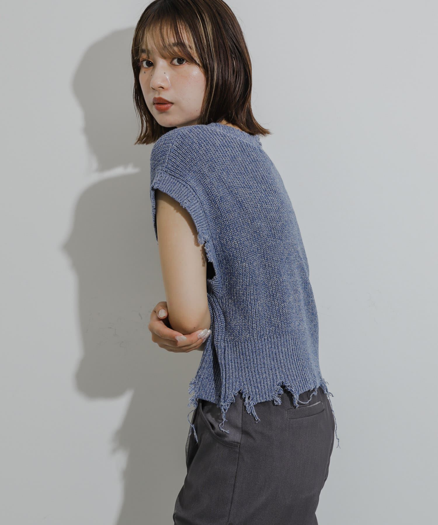 SENSE OF PLACE by URBAN RESEARCH「ダメージニットベスト」|ベスト・ジレ|