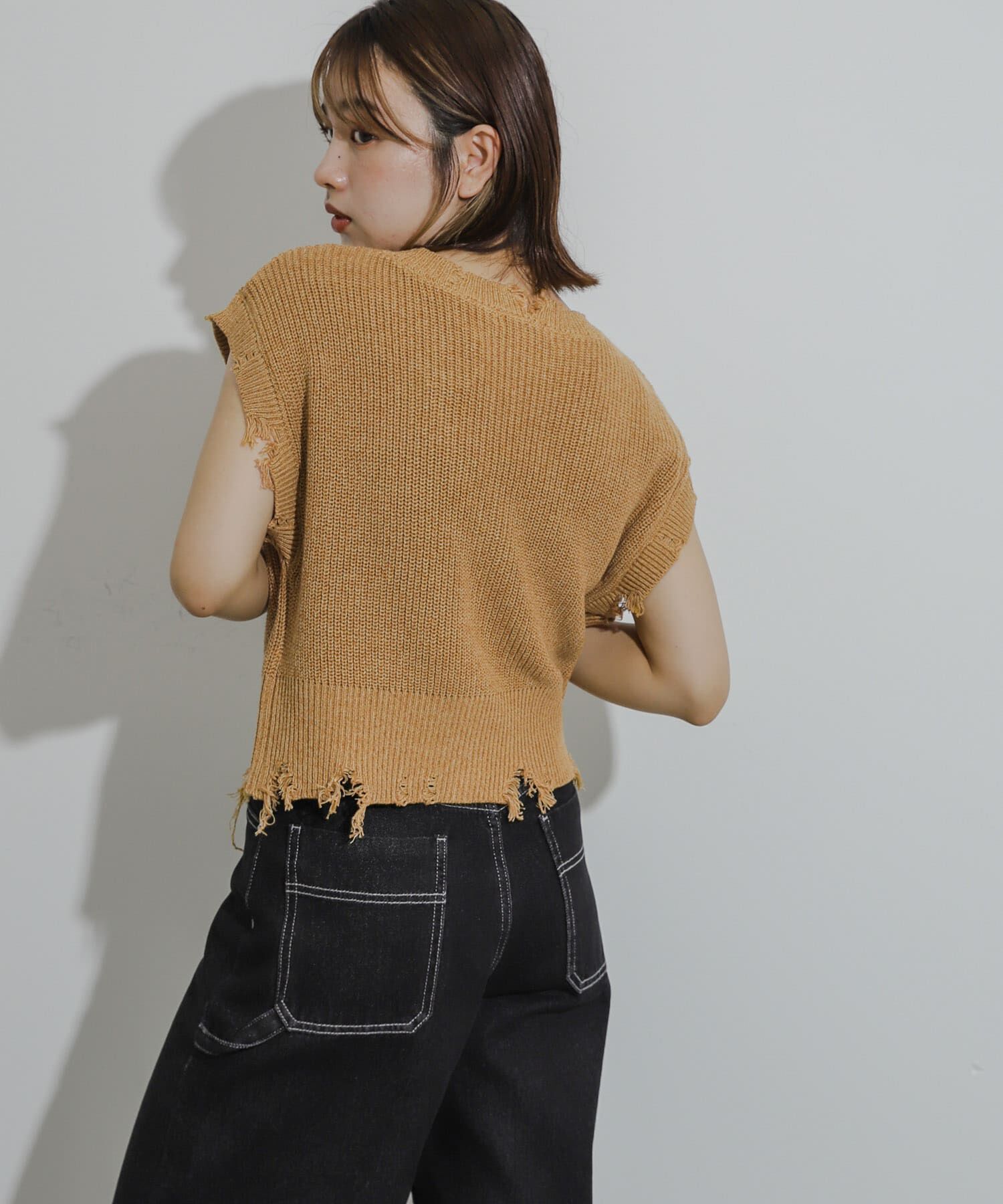 SENSE OF PLACE by URBAN RESEARCH「ダメージニットベスト」|ベスト・ジレ|