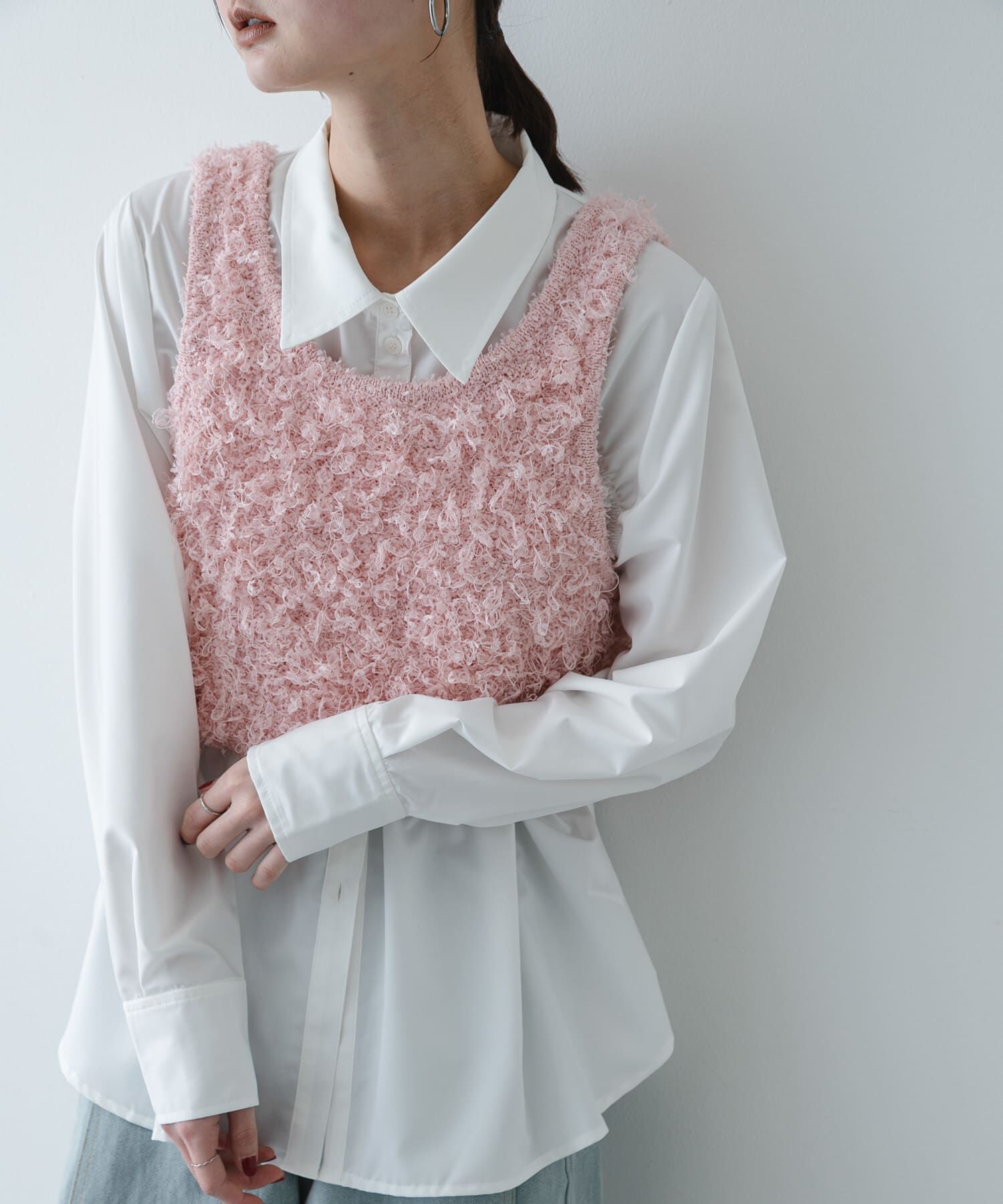 SENSE OF PLACE by URBAN RESEARCH「『洗濯可』2wayリボンヤーンループニットベスト」|ベスト・ジレ|