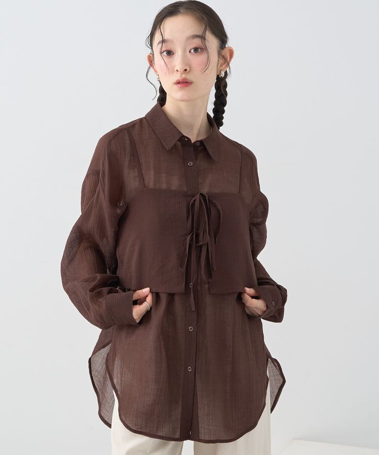 earth music&ecology「SET2点シャツ＋ビスチェ」|シャツ・ブラウス|Brown