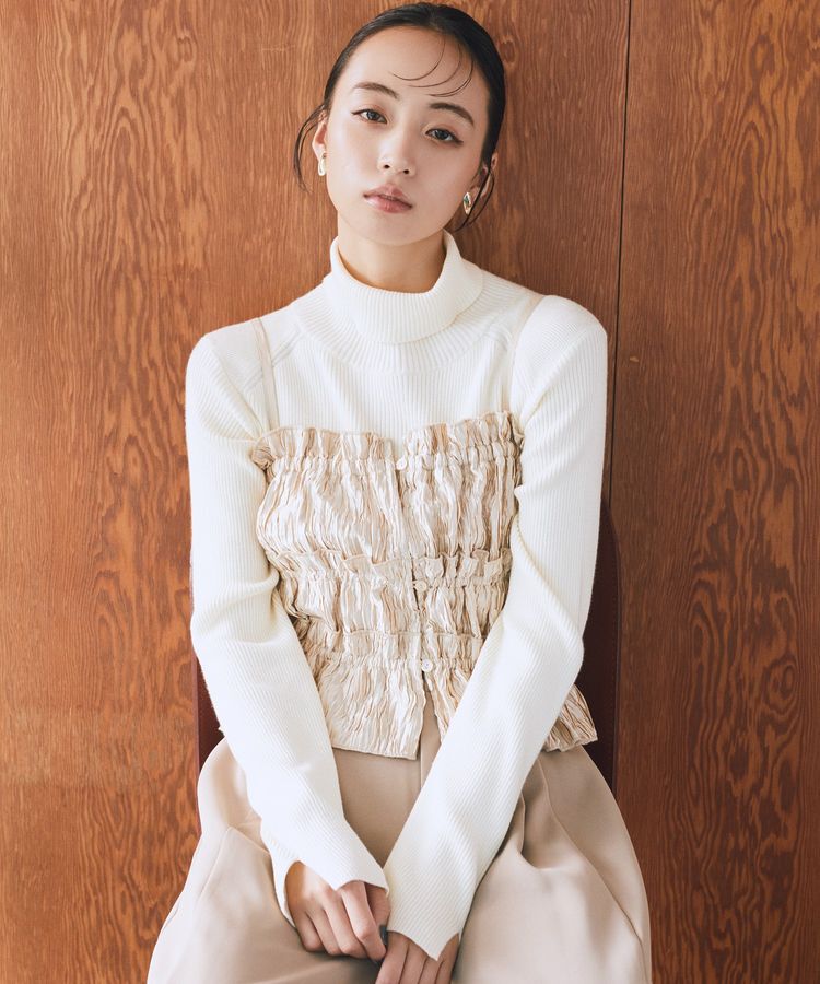 earth music&ecology「シャーリングビスチェ」|ベスト・ジレ|Ivory