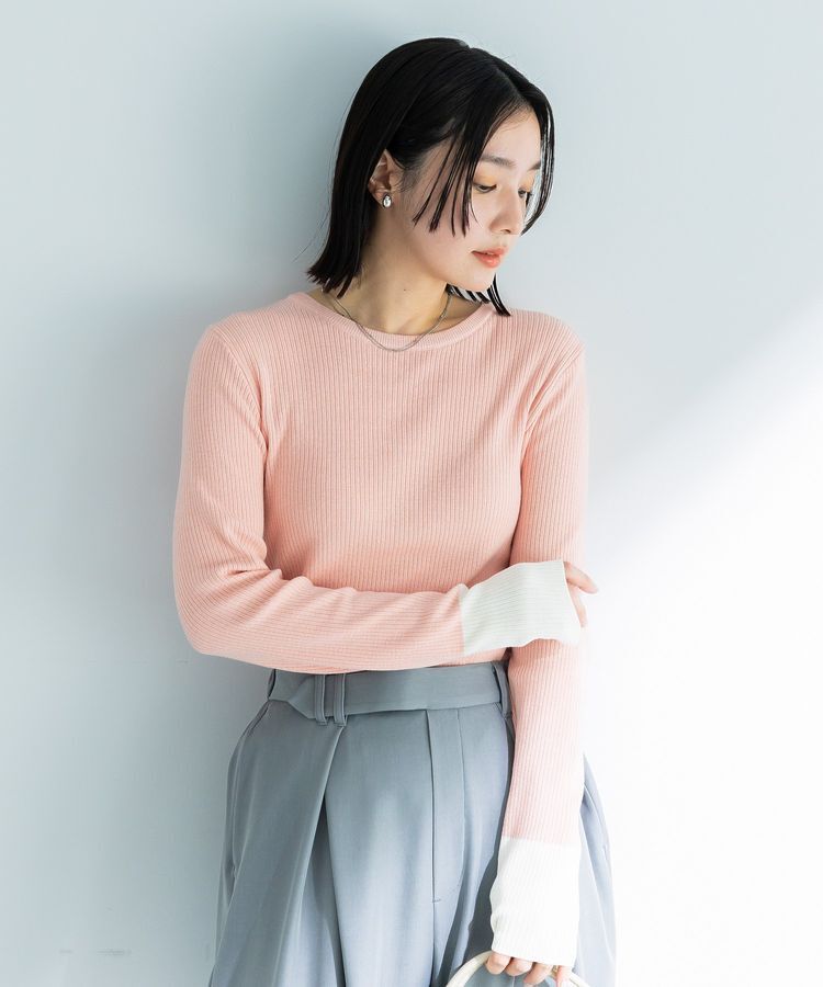 Green Parks「アンチピリング袖配色ニットプルオーバー」|ニット・セーター|