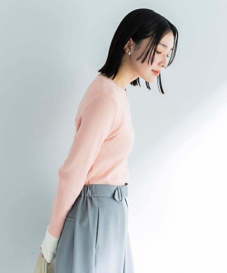 Green Parks「アンチピリング袖配色ニットプルオーバー」|ニット・セーター|