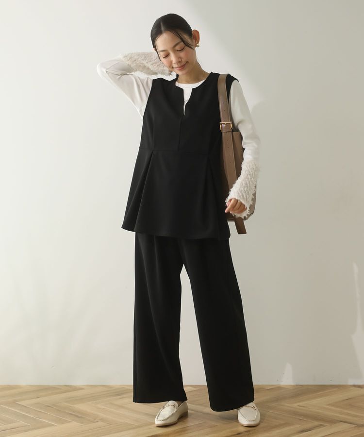 Green Parks「楽ちんリップルペプラムベスト」|ベスト・ジレ|