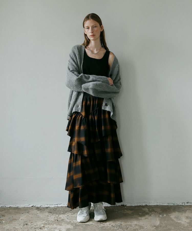 GARAGE OF GOOD CLOTHING「チェックランダムティアードフリルスカート」|フレア|