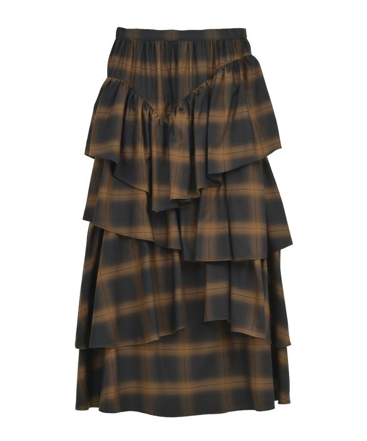 GARAGE OF GOOD CLOTHING「チェックランダムティアードフリルスカート」|フレア|