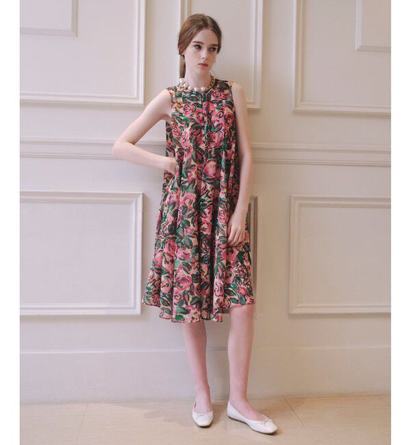 LOULOU WILLOUGHBY「【LOULOU WILLOUGHBY】SPRINTEXフラワープリントノースリワンピース」|ワンピース|
