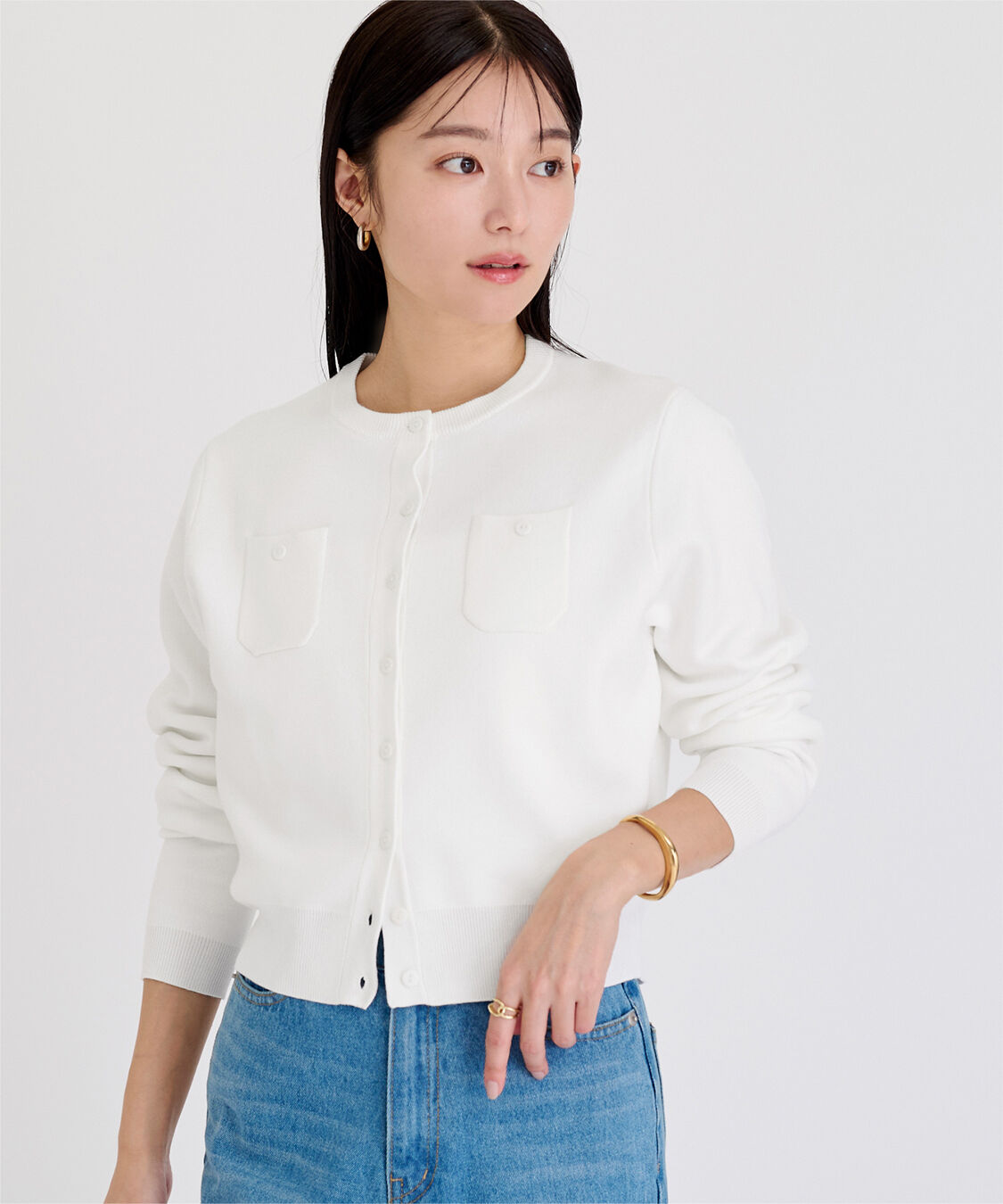 ur's「胸ポケットニットカーディガン」|ニット・セーター|オフホワイト