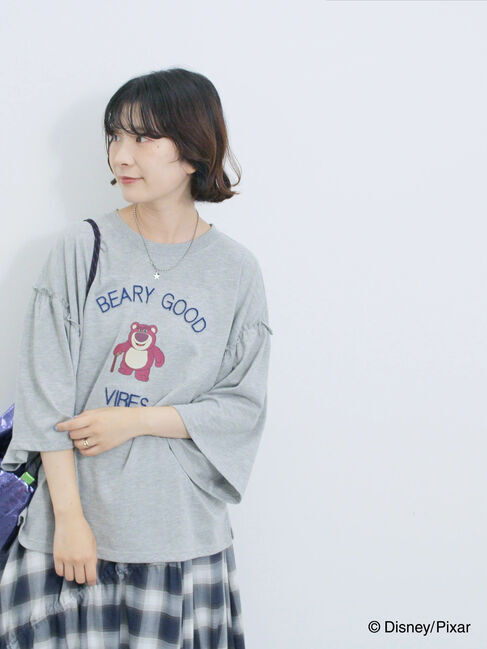 Samansa Mos2 blue「トイ・ストーリー/袖フレアTシャツ」|Tシャツ・カットソー|