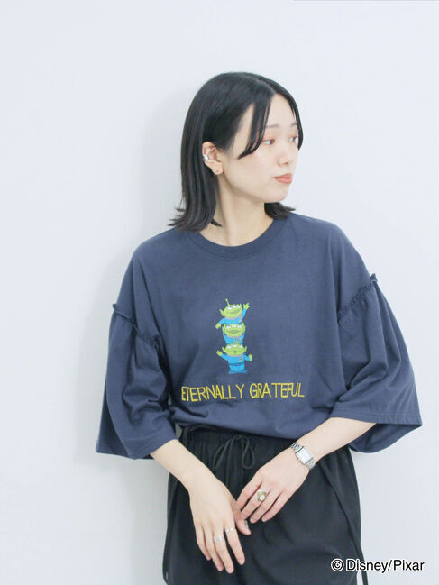 Samansa Mos2 blue「トイ・ストーリー/袖フレアTシャツ」|Tシャツ・カットソー|