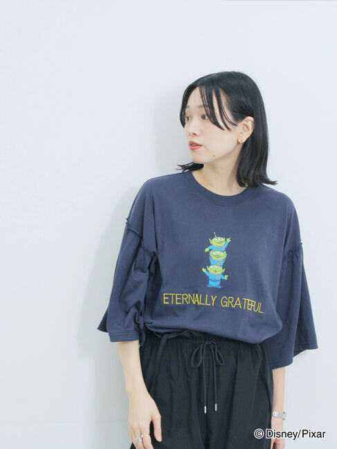 Samansa Mos2 blue「トイ・ストーリー/袖フレアTシャツ」|Tシャツ・カットソー|