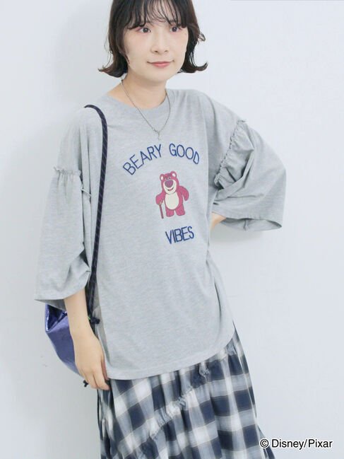 Samansa Mos2 blue「トイ・ストーリー/袖フレアTシャツ」|Tシャツ・カットソー|