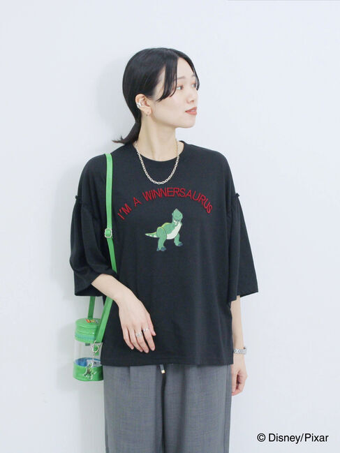 Samansa Mos2 blue「トイ・ストーリー/袖フレアTシャツ」|Tシャツ・カットソー|ブラック