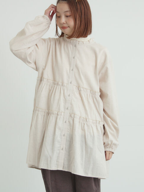 Samansa Mos2「柄アソートティアードフリルチュニック」|シャツ・ブラウス|