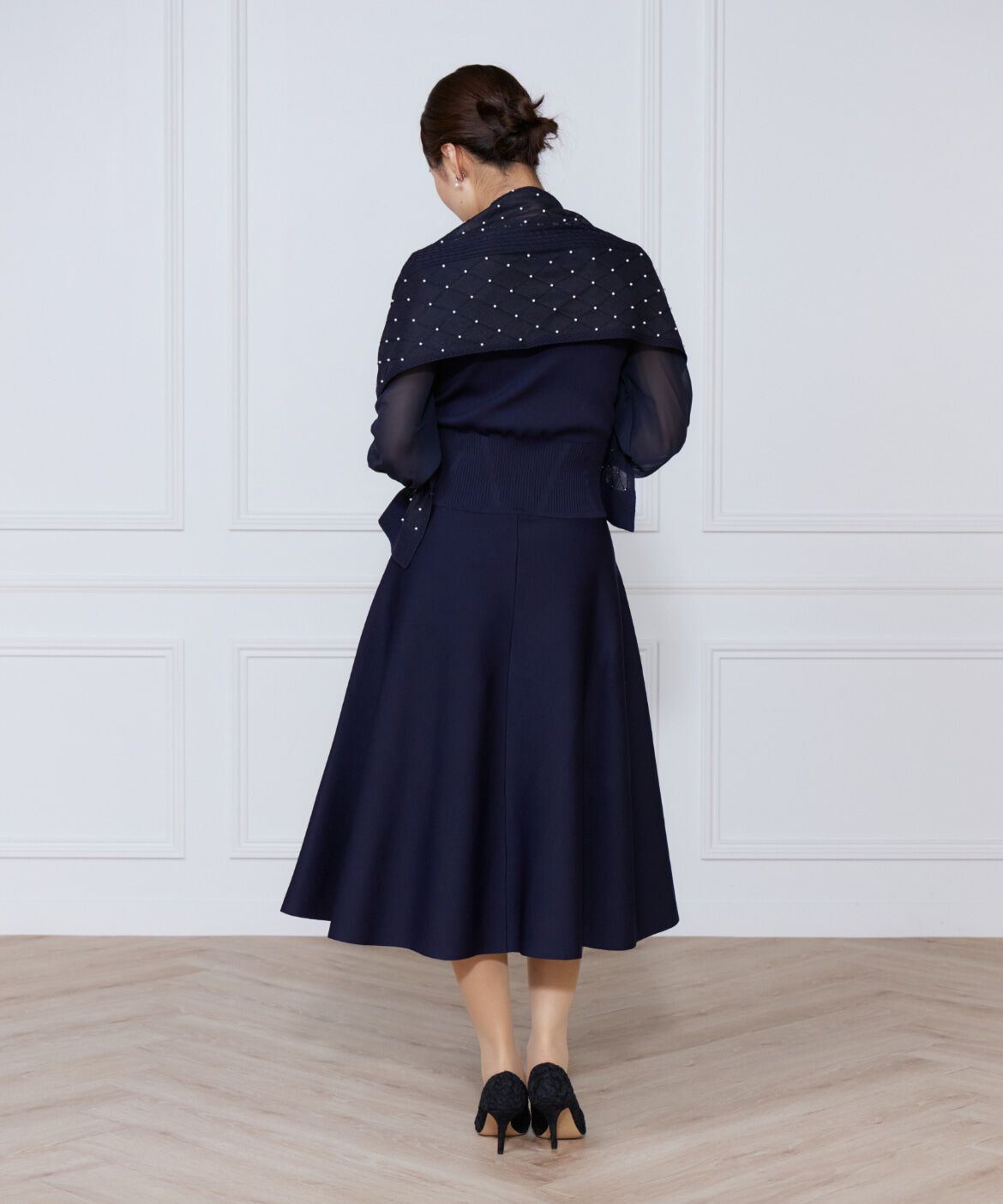 ef-de Black「シアーアーガイルパールショール」|ストール|