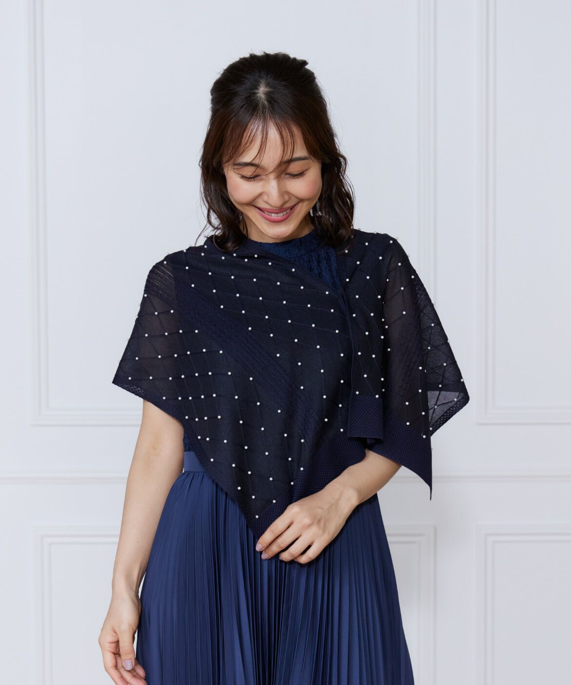 ef-de Black「シアーアーガイルパールショール」|ストール|