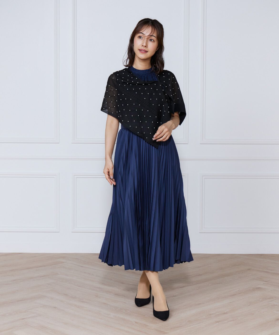 ef-de Black「シアーアーガイルパールショール」|ストール|