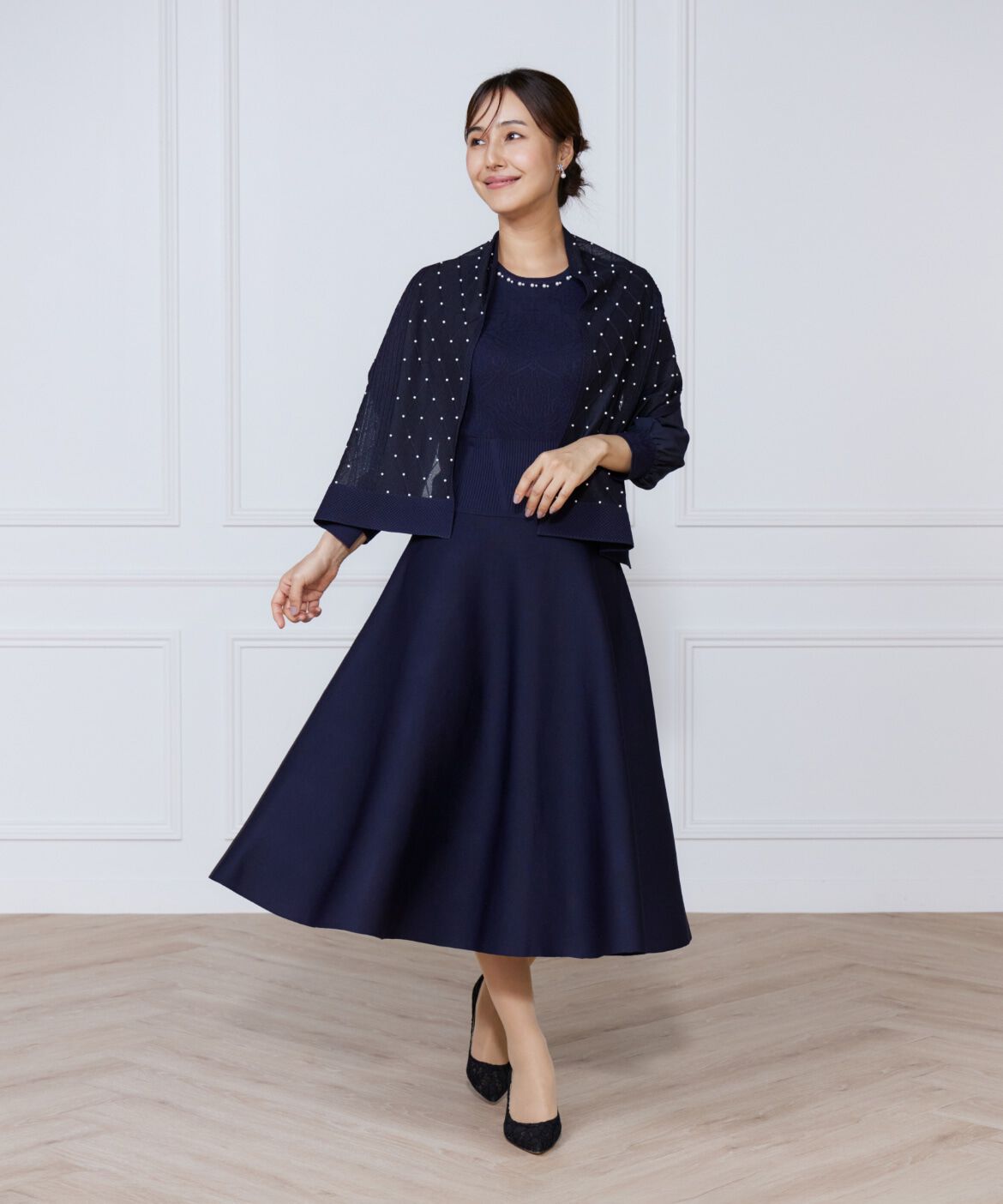 ef-de Black「シアーアーガイルパールショール」|ストール|