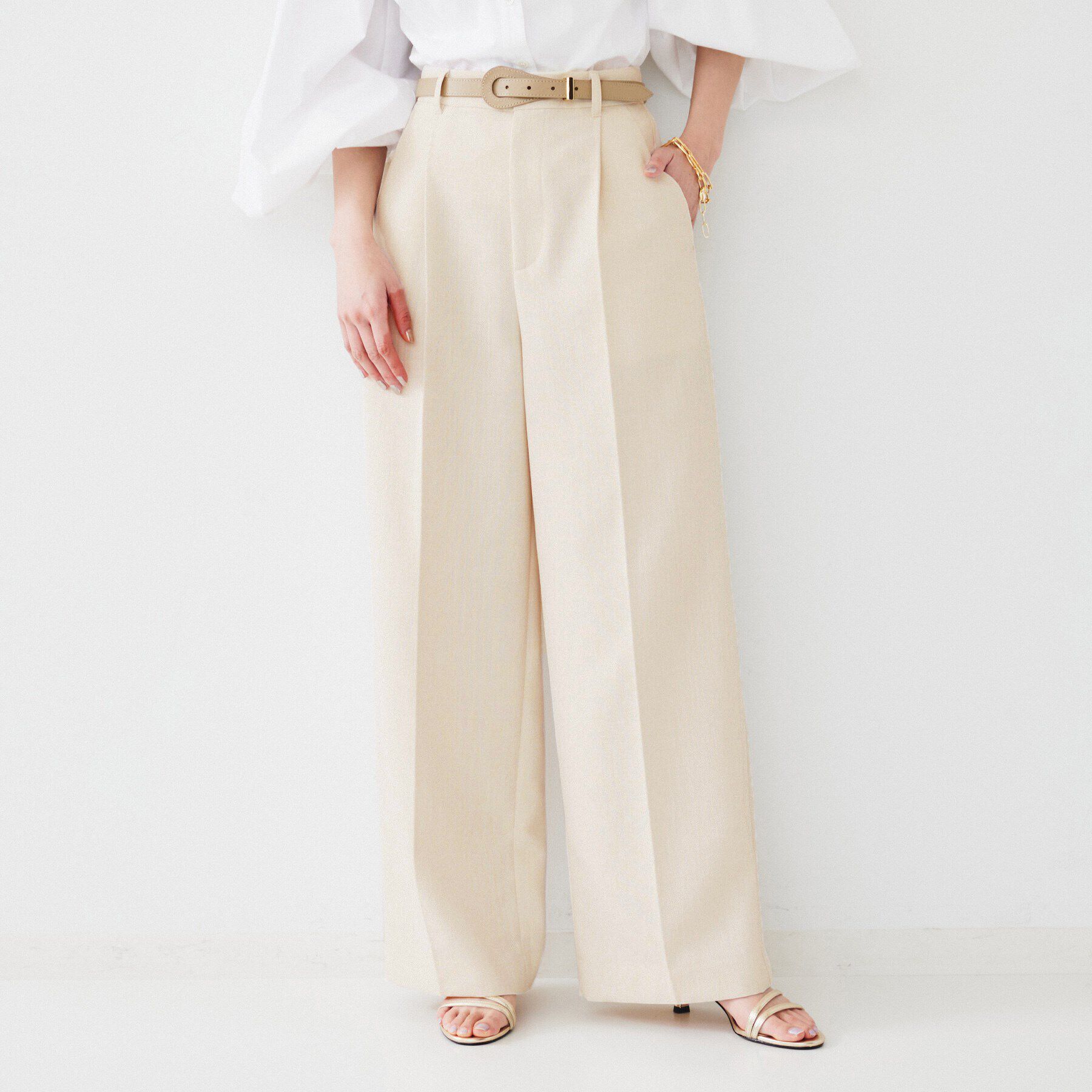 UNTITLED「【セットアップ可能】リネンライクキャンバス ワイドパンツ」|その他|