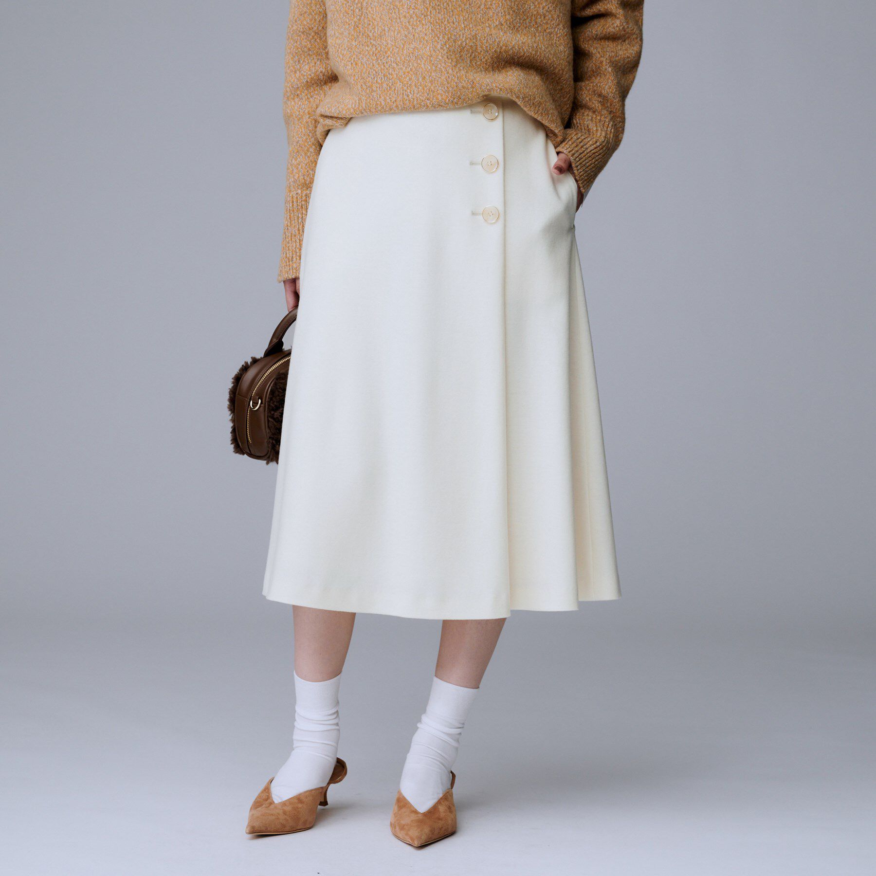 UNTITLED「【ウール100%/後ろウエストゴム】ミルドスムースフレアスカート」|スカート|