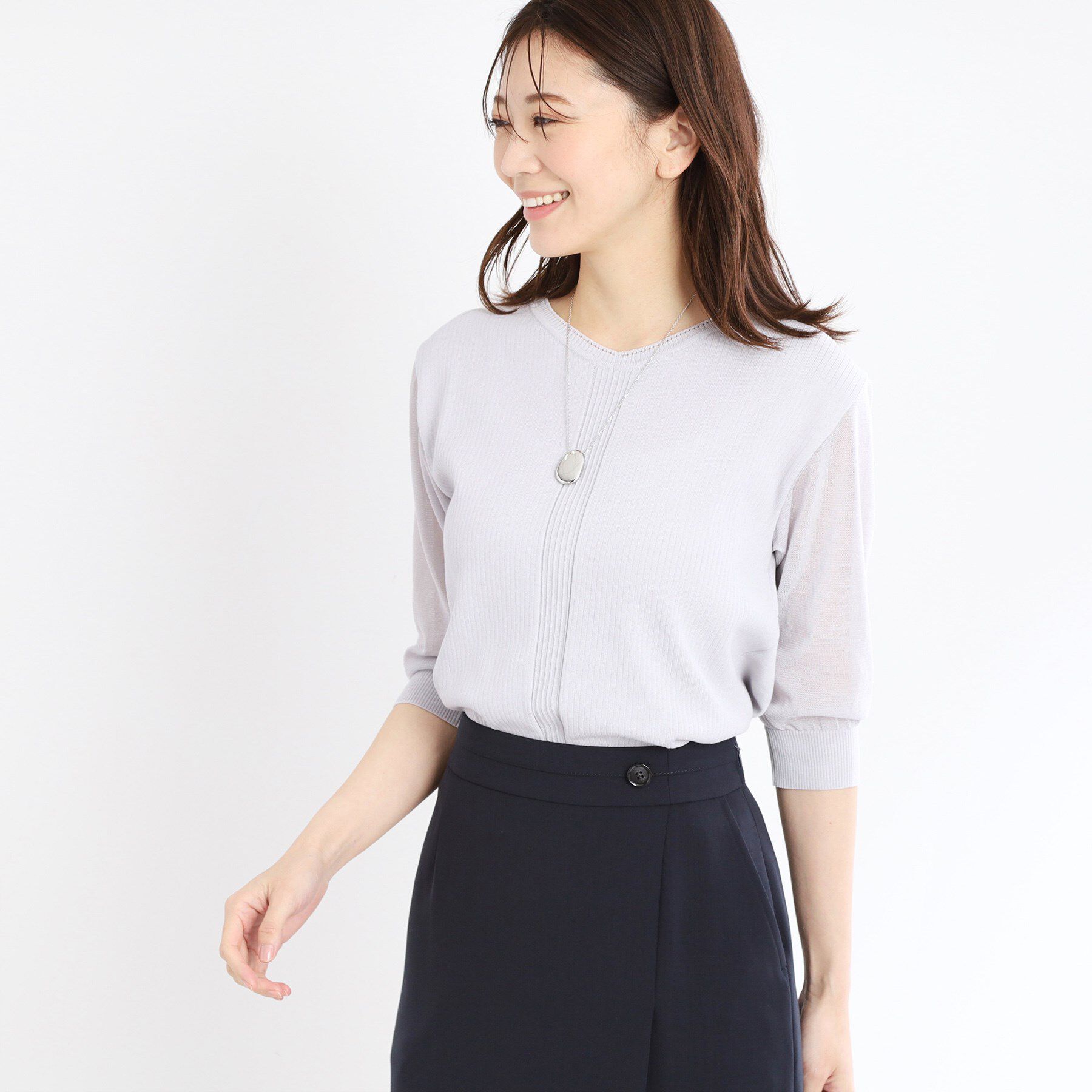 Reflect「【WEB先行カラーあり／手洗い可】透かし柄デザインニット」|ニット・セーター|