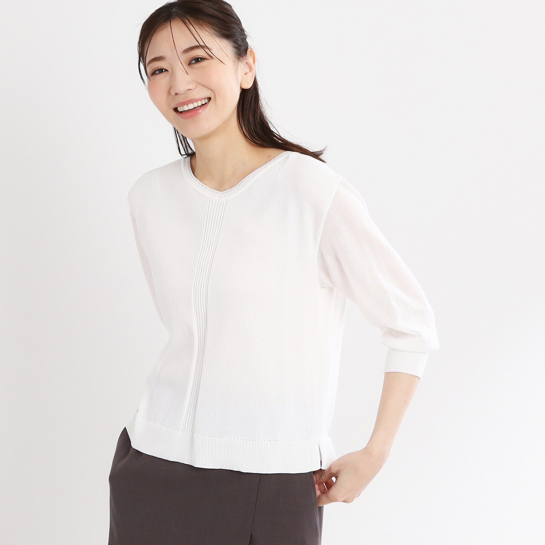 Reflect「【WEB先行カラーあり／手洗い可】透かし柄デザインニット」|ニット・セーター|