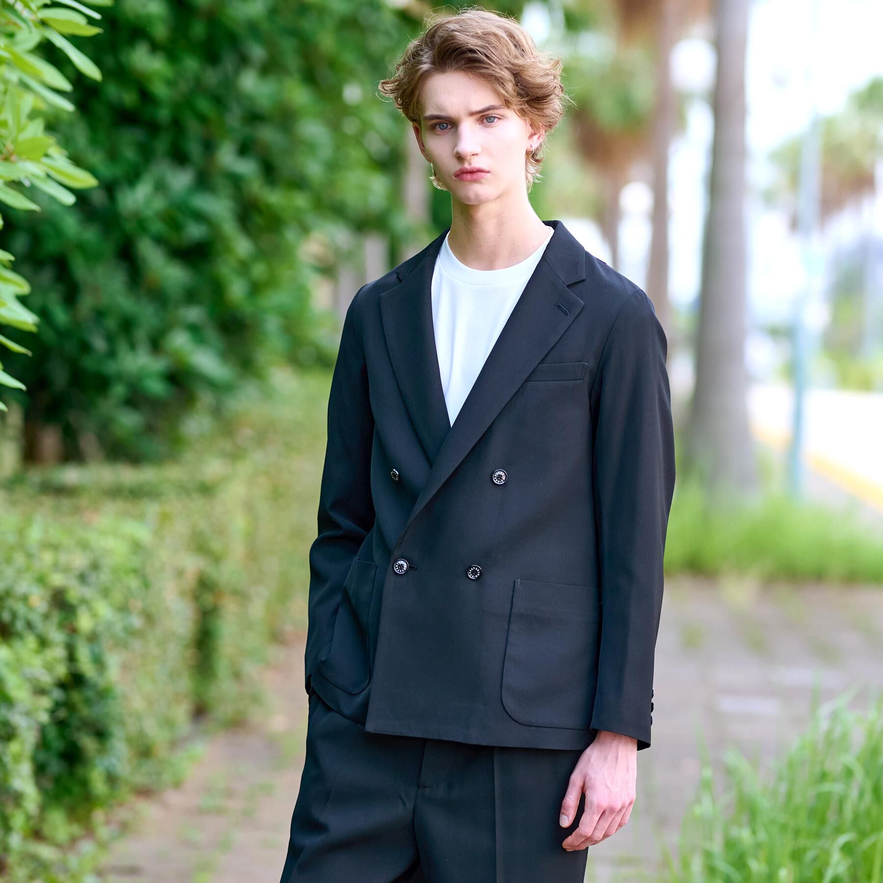 DRESSTERIOR「【セットアップ可】クリアーカルゼ コンフォータブル ダブルジャケット」|テーラードジャケット|