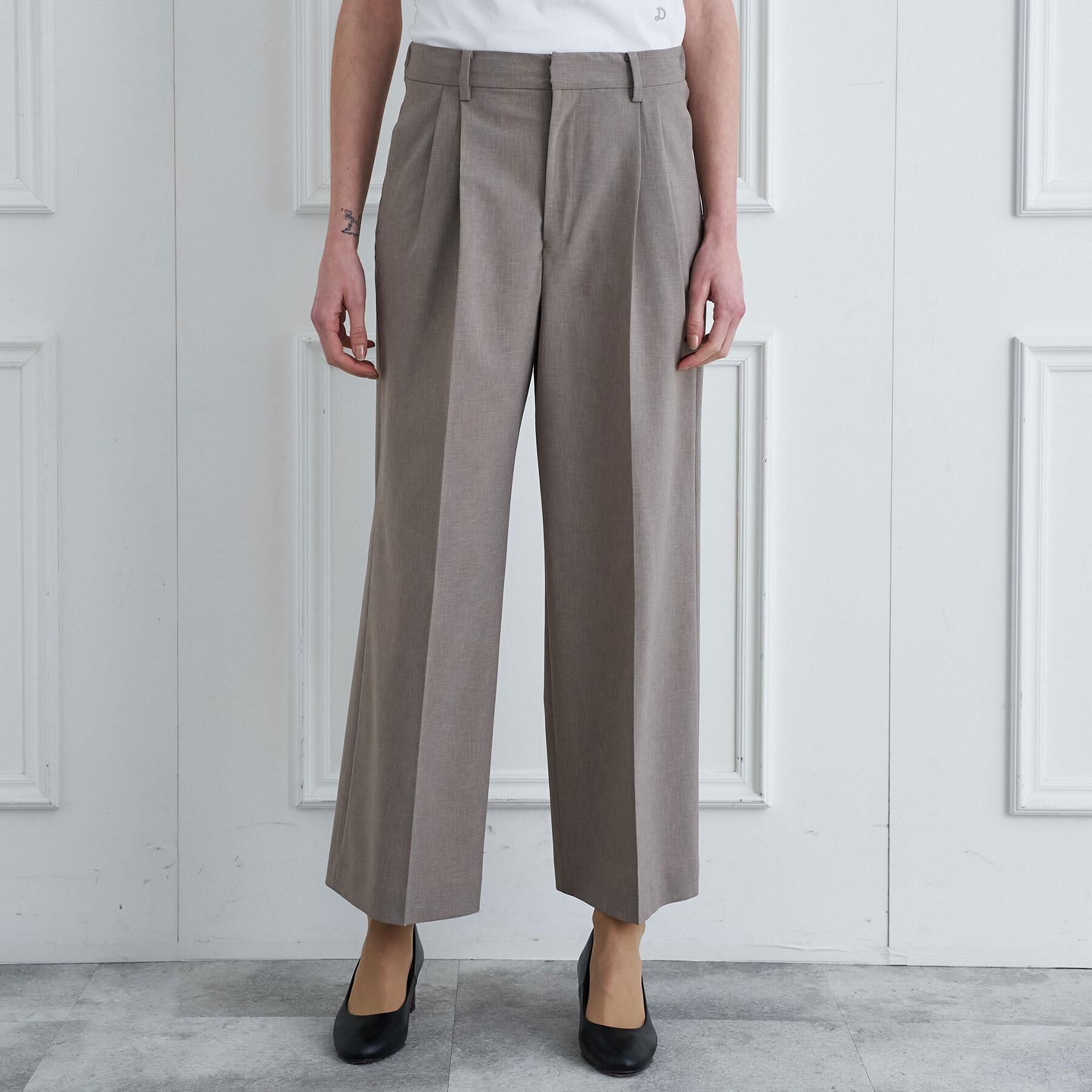 DRESSTERIOR「【セットアップ可】ウォッシャブルタックワイドパンツ」|その他|ベージュ(052)