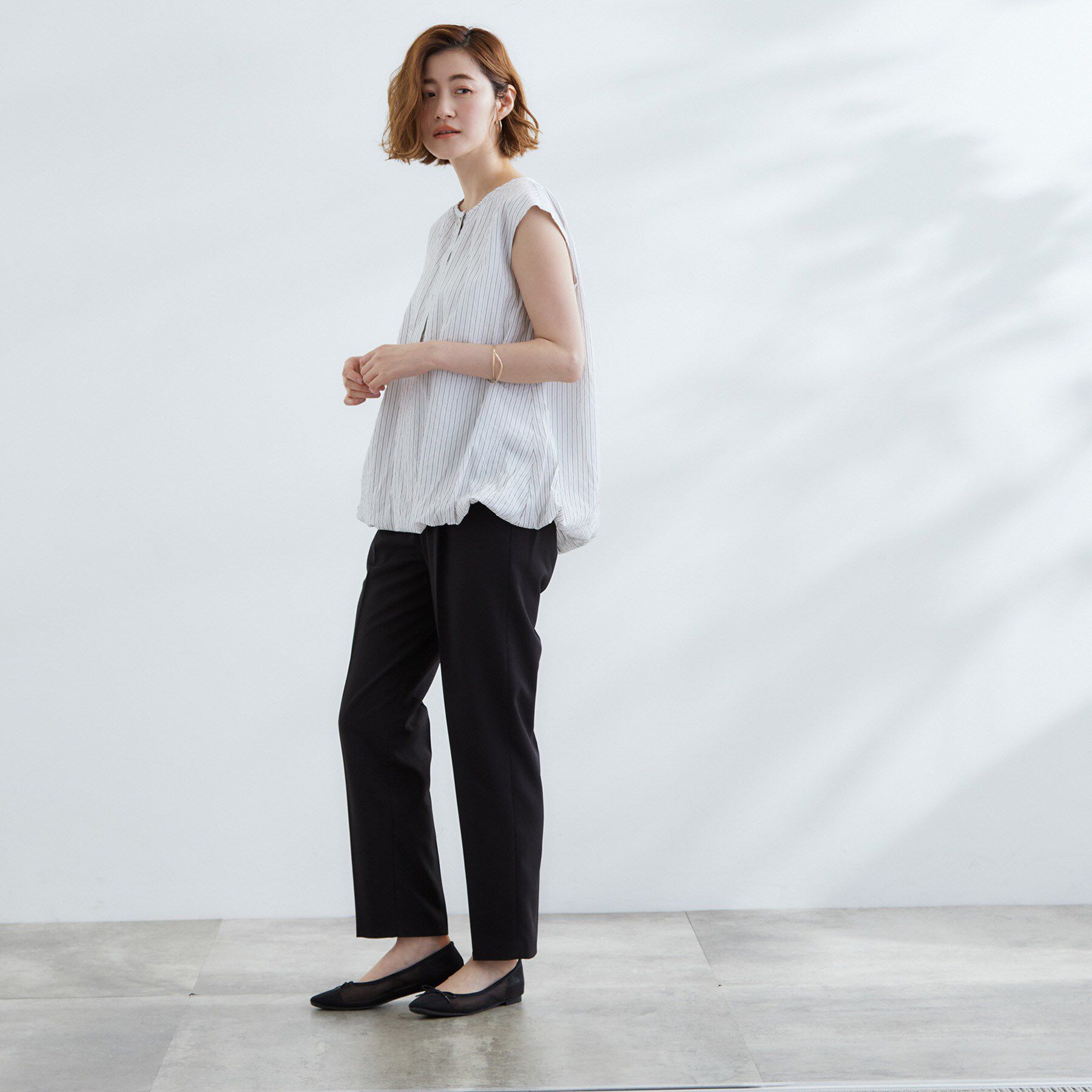 grove「裾のボリュームが今年気分　ストライプバルーンブラウス」|シャツ・ブラウス|