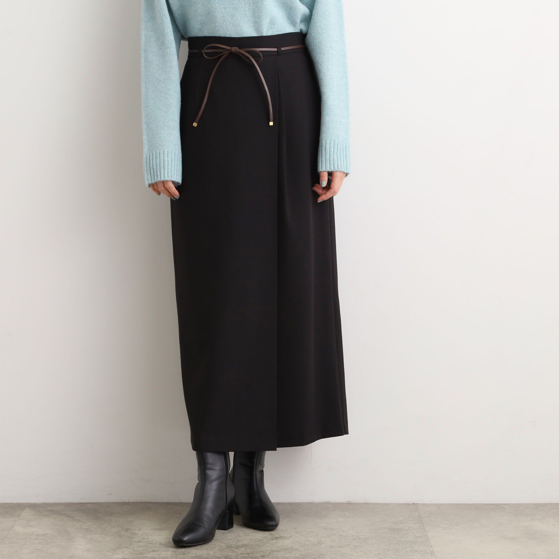 grove「合皮ベルト付きナロースカート」|スカート|ブラック(019)