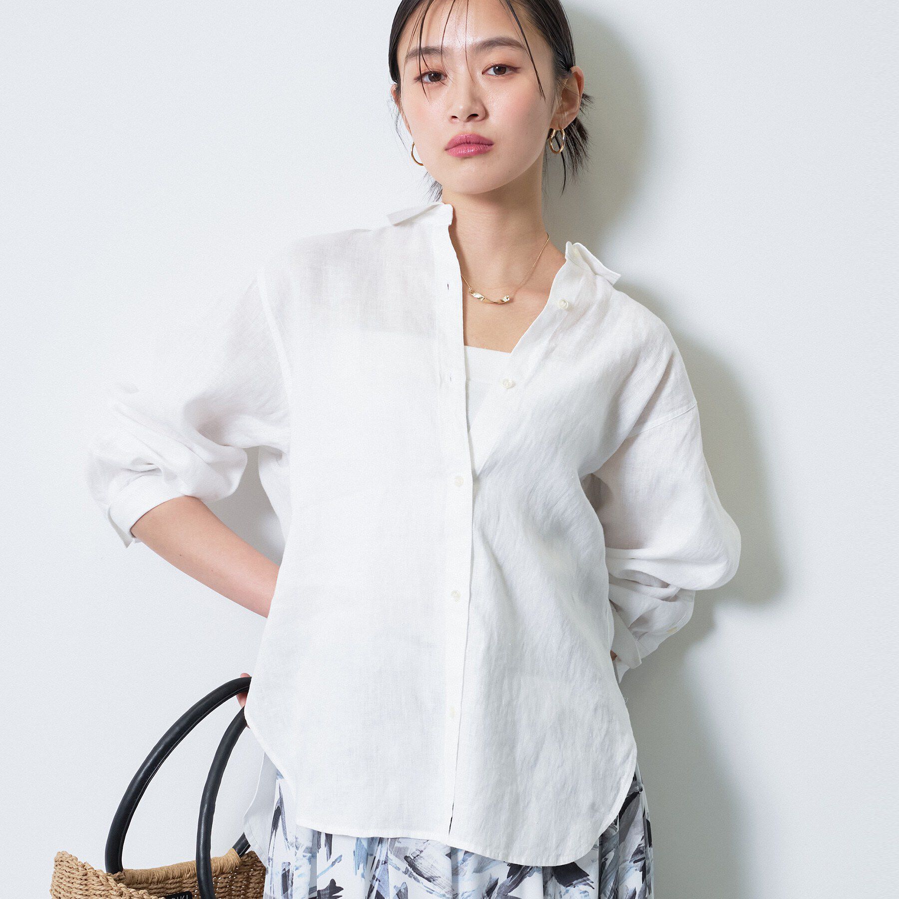 INDIVI「【接触冷感／2WAY】カシュクールリネンシャツ」|シャツ・ブラウス|ホワイト(001)