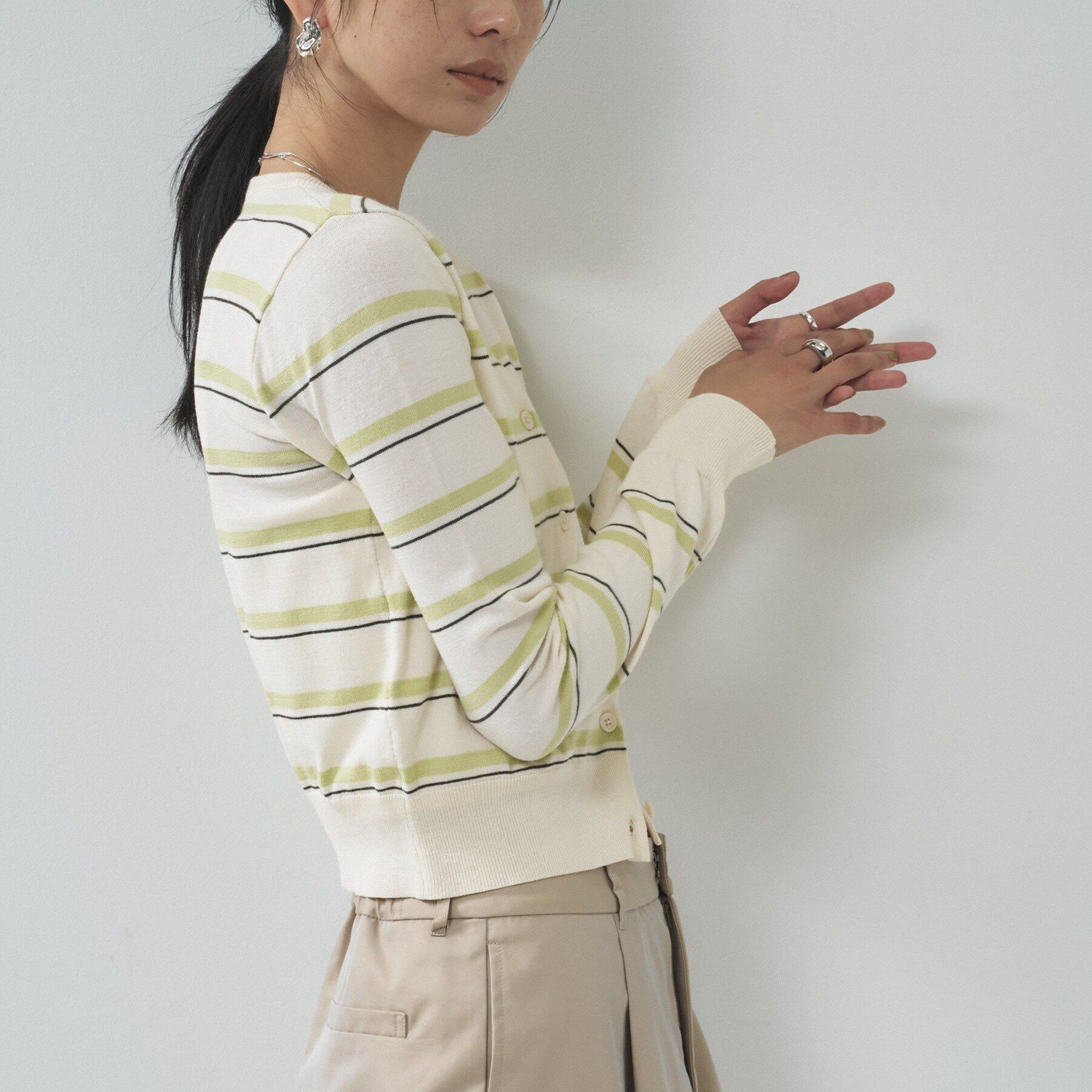 GALLEST「【一部店舗限定】クルーネックボーダーカーディガン」|カーディガン|