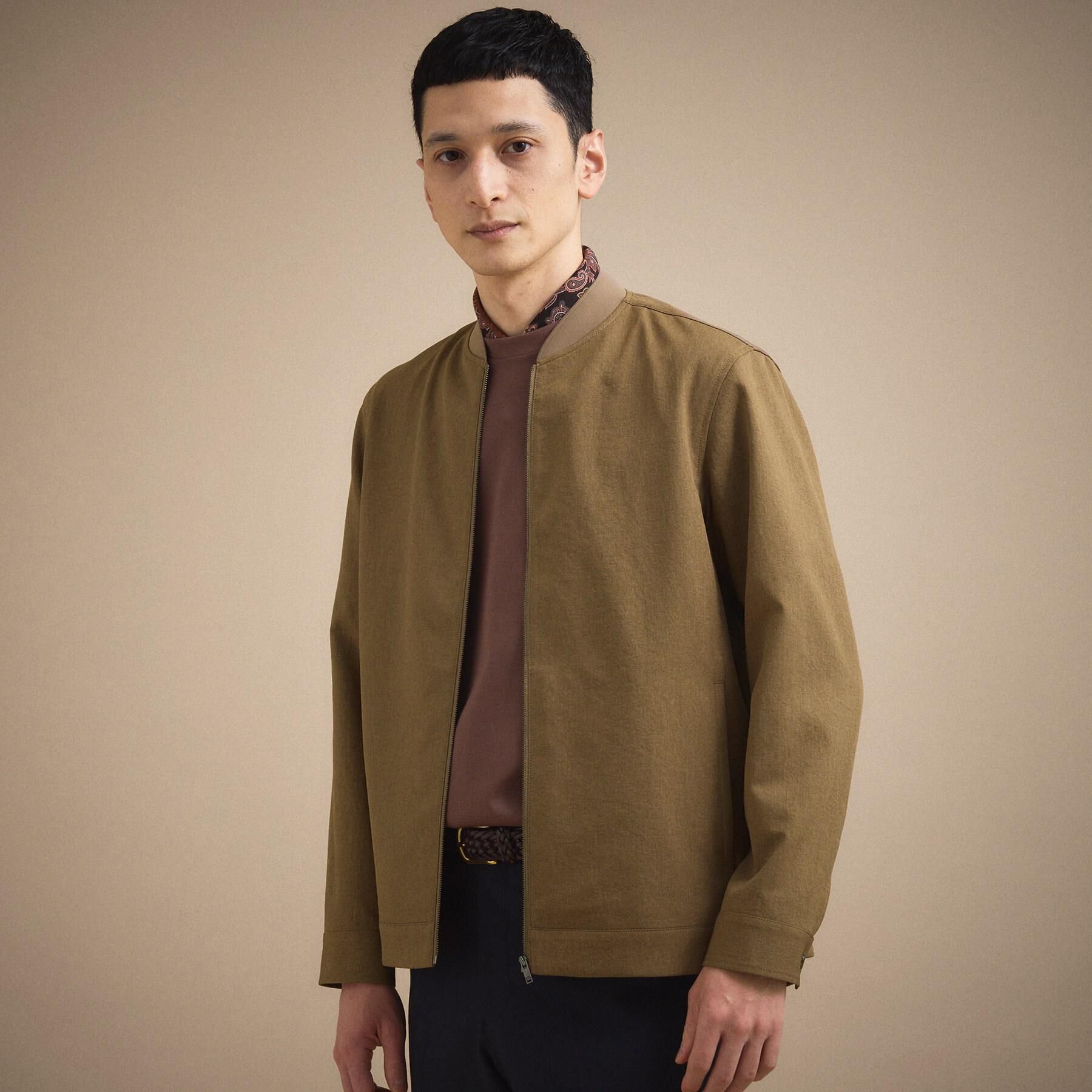 TAKEO KIKUCHI「リネンライクカルゼ リブブルゾン」|ブルゾン・スタジャン|トープ(054)