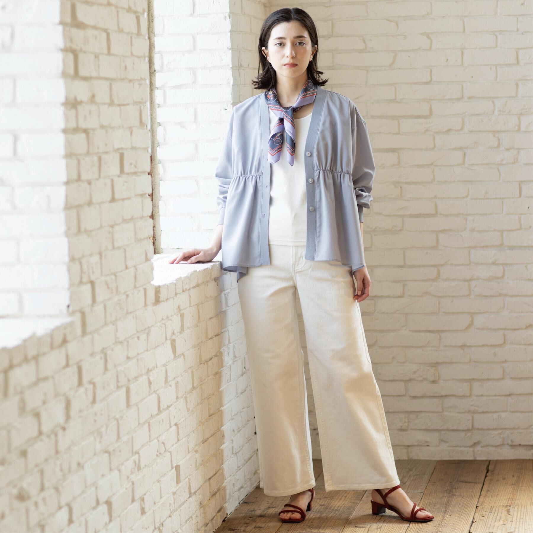 OPAQUE.CLIP「ブラウス風Vネックカーディガン【洗濯機OK】」|カーディガン|