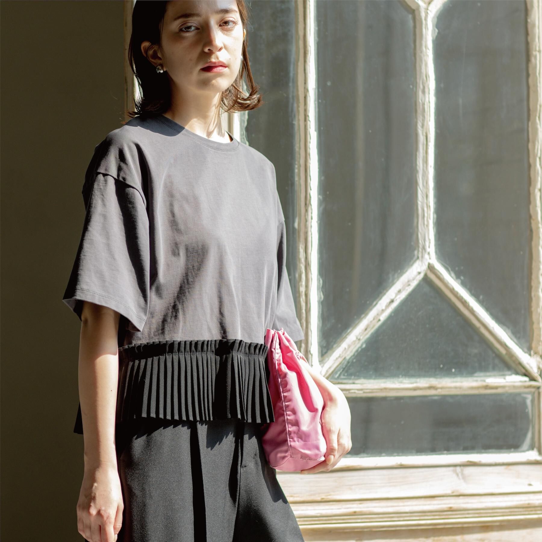 OPAQUE.CLIP「プリーツデザインドッキングトップス」|Tシャツ・カットソー|