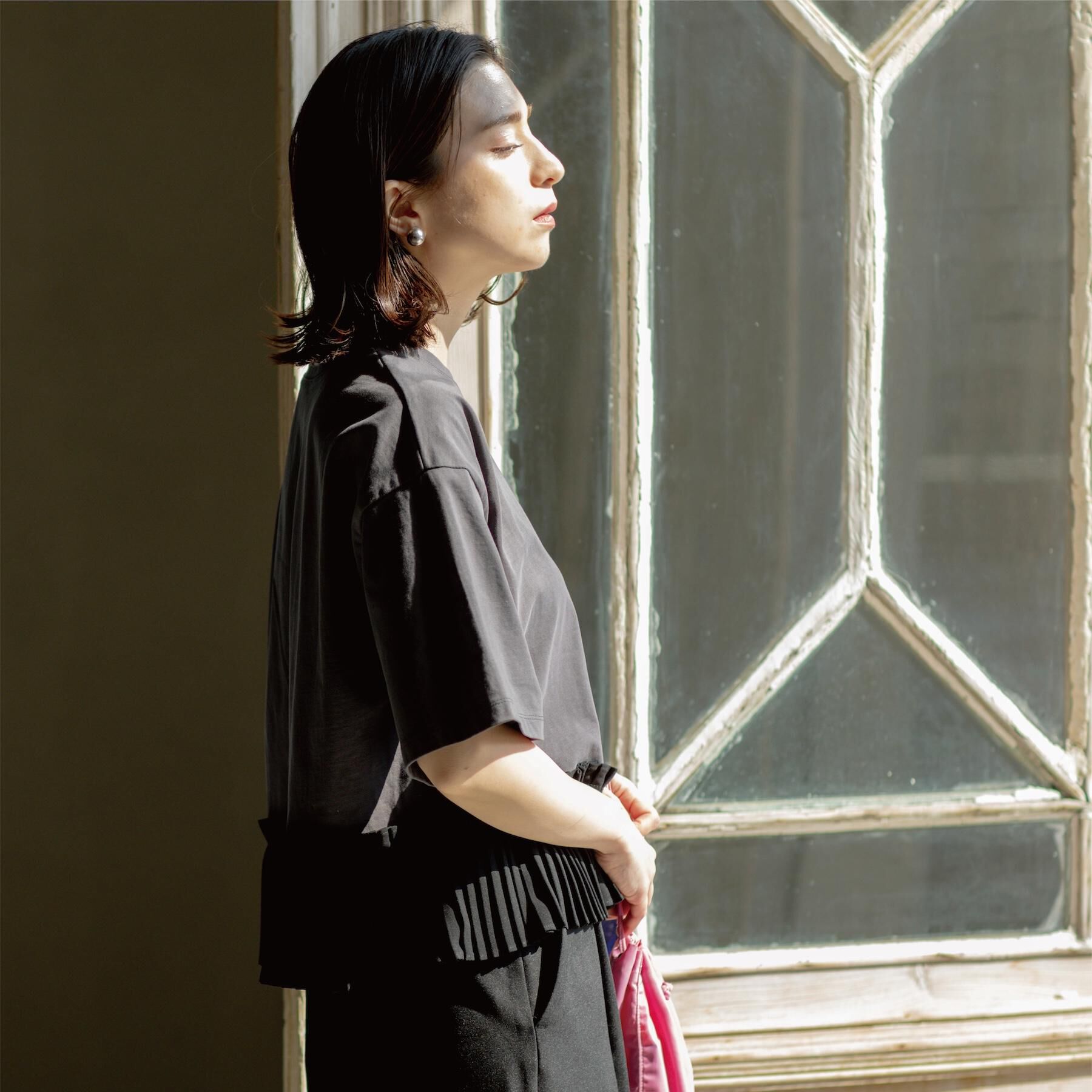 OPAQUE.CLIP「プリーツデザインドッキングトップス」|Tシャツ・カットソー|