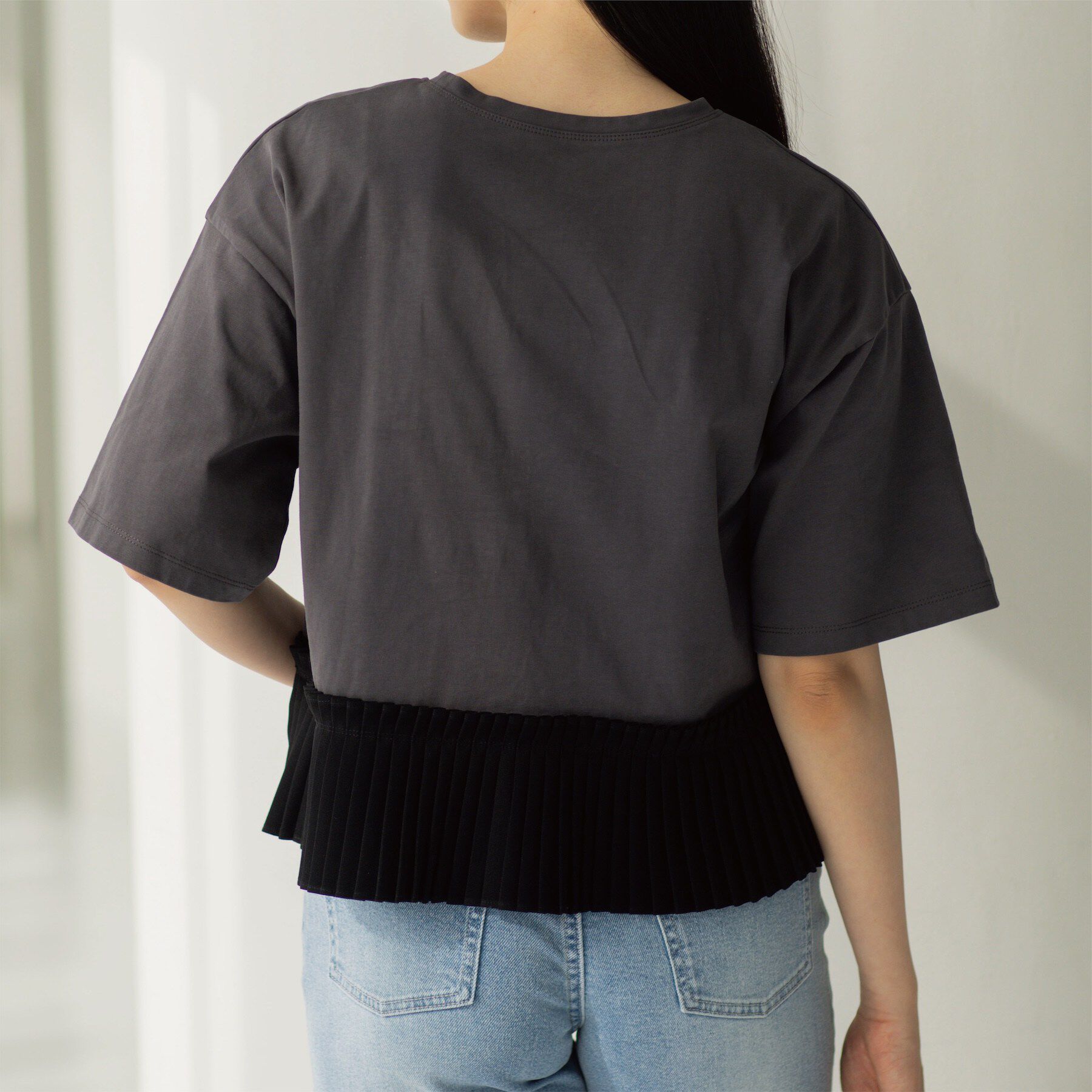 OPAQUE.CLIP「プリーツデザインドッキングトップス」|Tシャツ・カットソー|