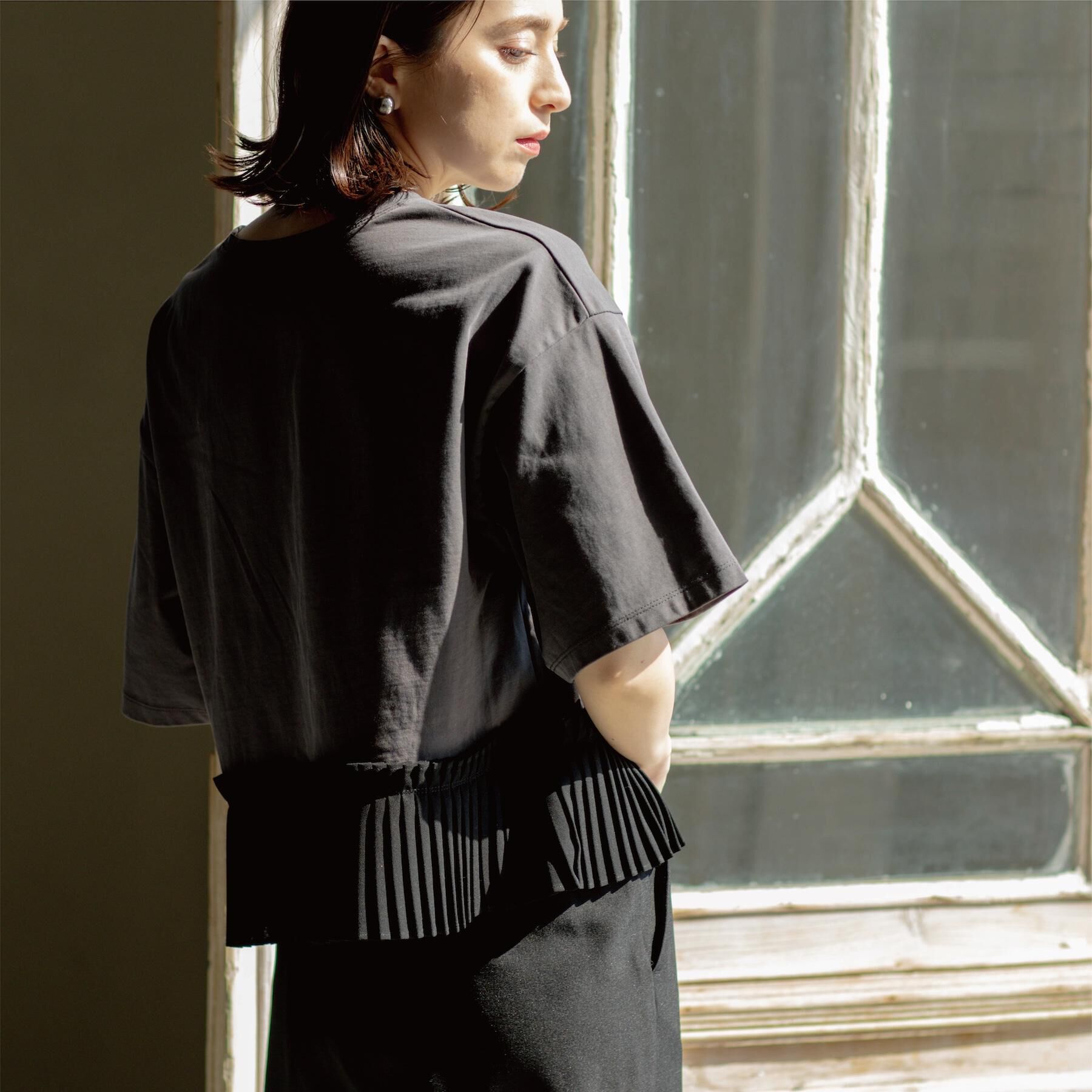 OPAQUE.CLIP「プリーツデザインドッキングトップス」|Tシャツ・カットソー|