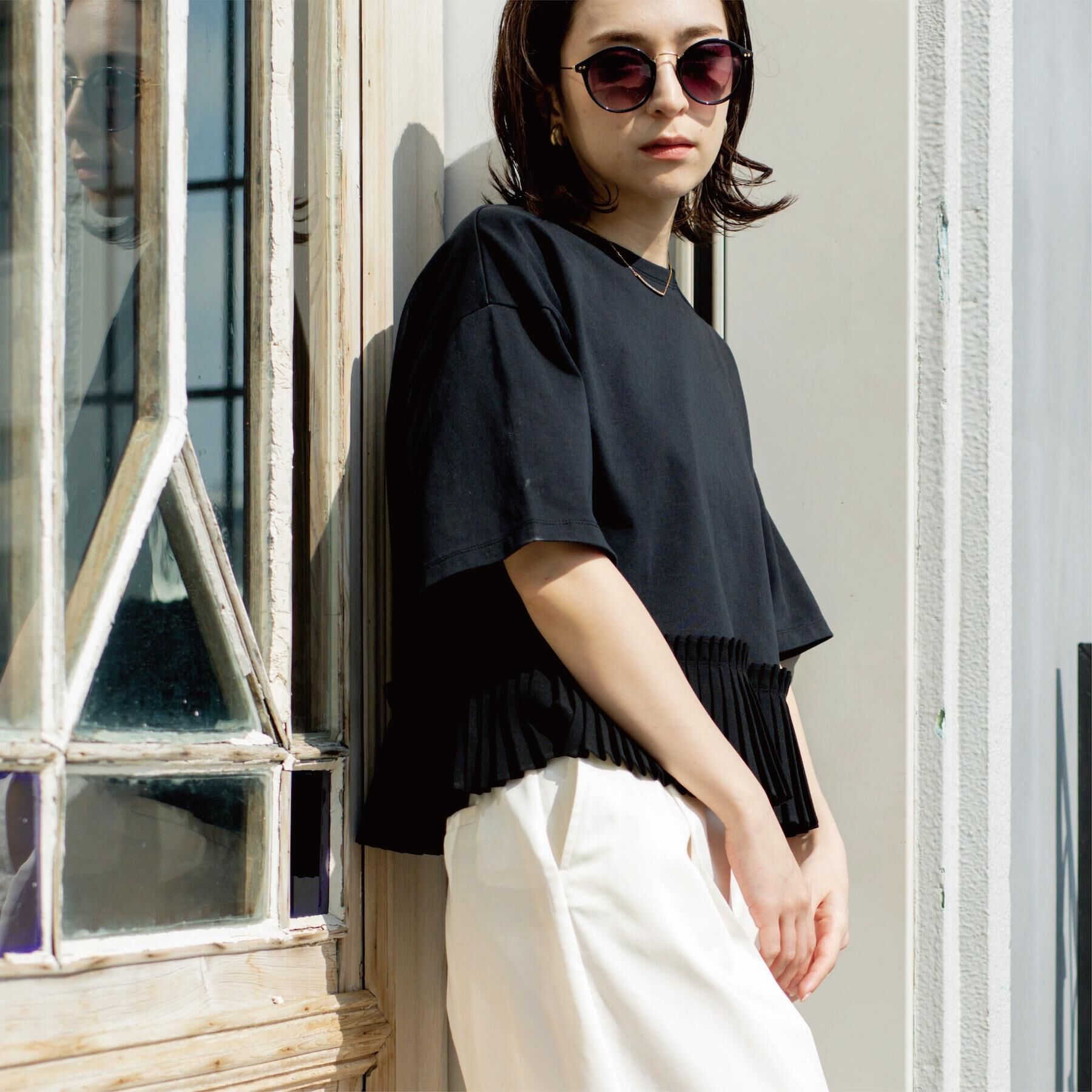 OPAQUE.CLIP「プリーツデザインドッキングトップス」|Tシャツ・カットソー|