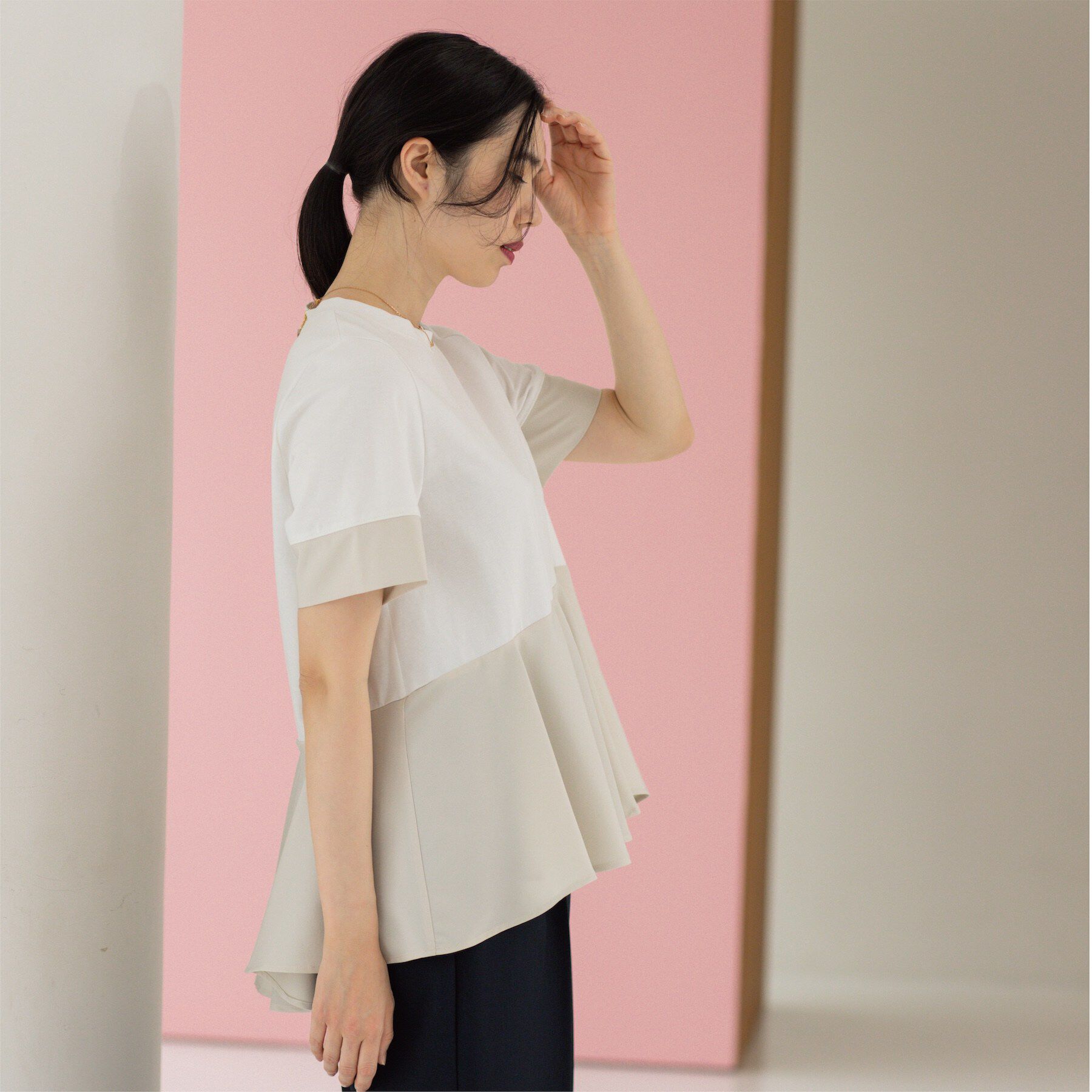 OPAQUE.CLIP「ペプラム切替ドッキングトップス」|Tシャツ・カットソー|