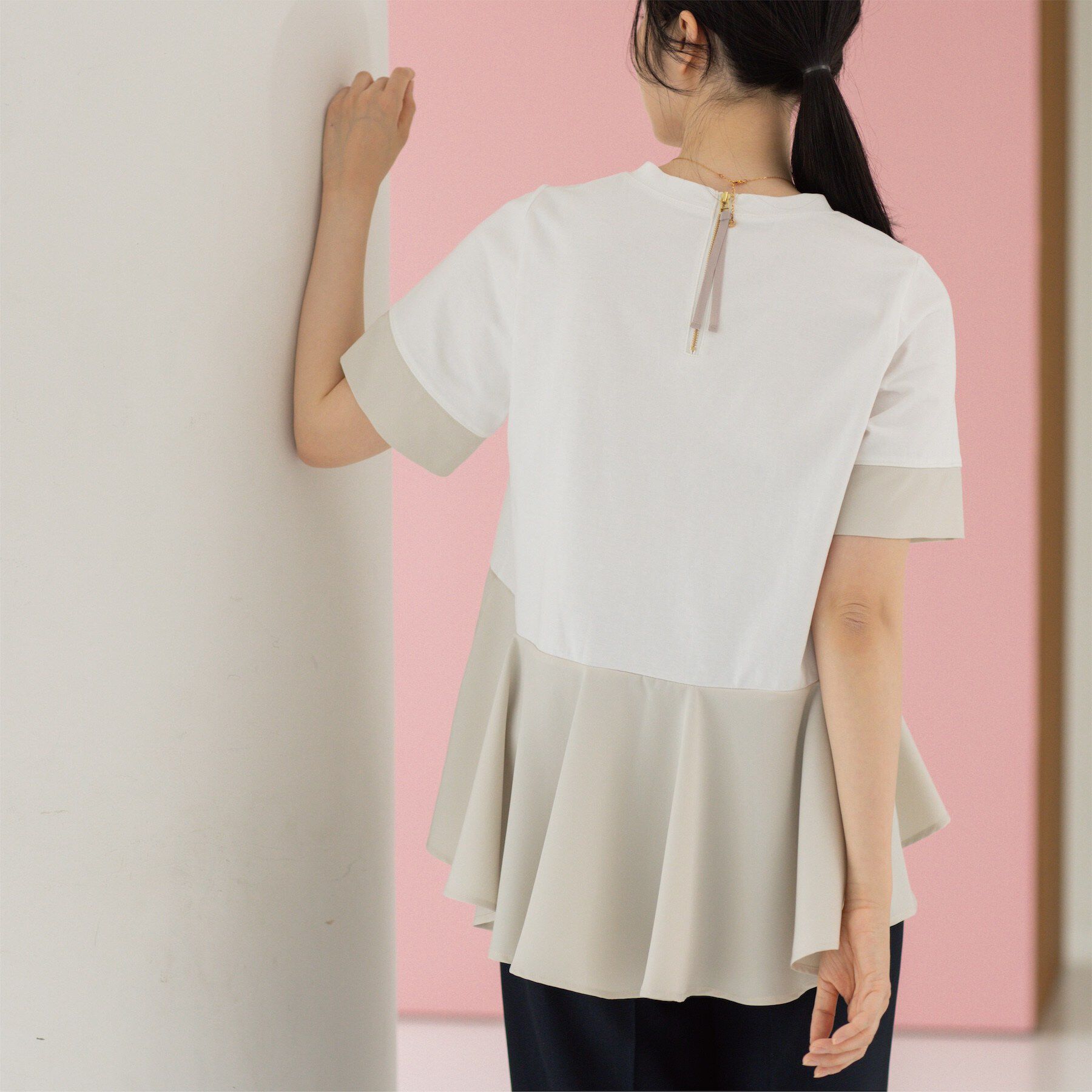 OPAQUE.CLIP「ペプラム切替ドッキングトップス」|Tシャツ・カットソー|