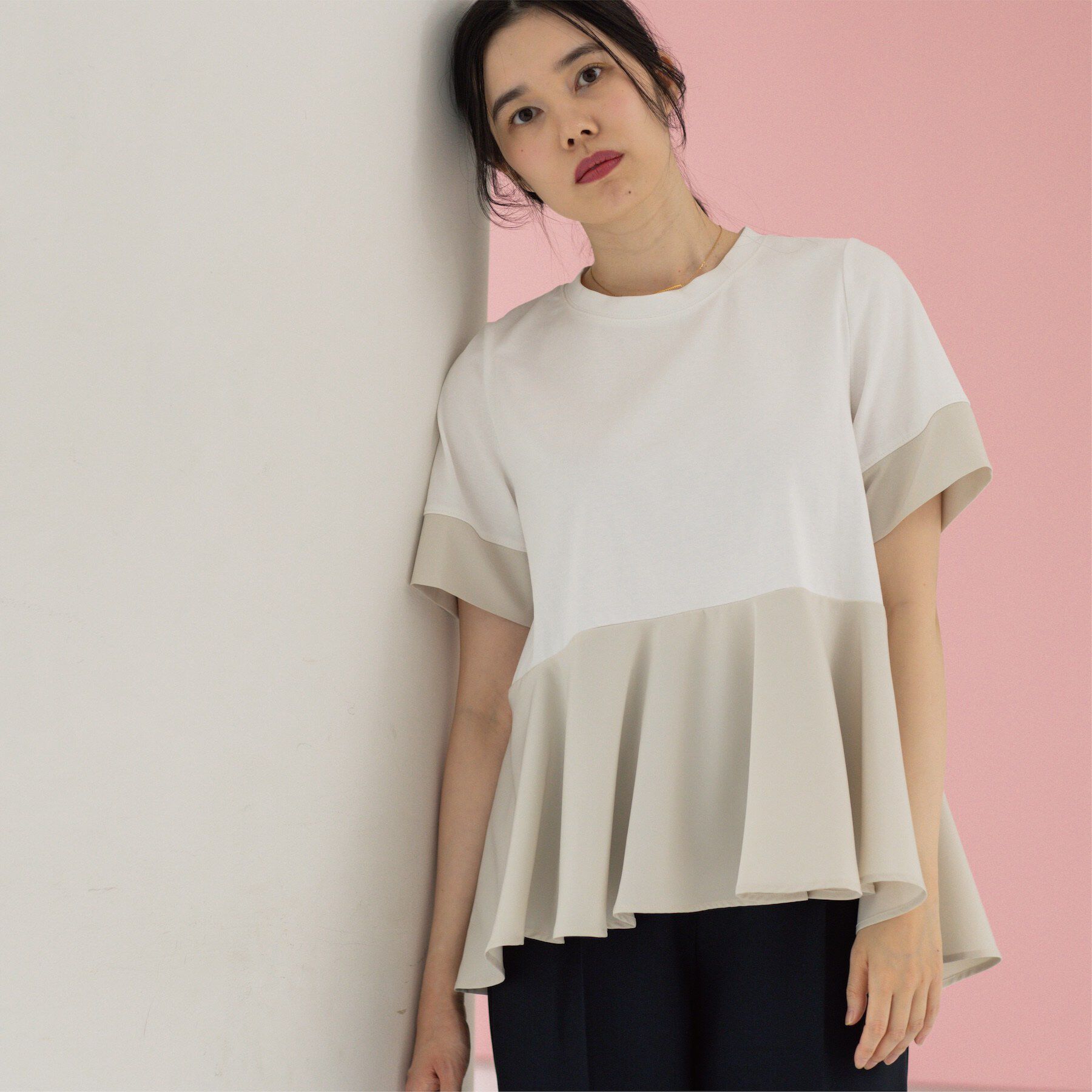 OPAQUE.CLIP「ペプラム切替ドッキングトップス」|Tシャツ・カットソー|