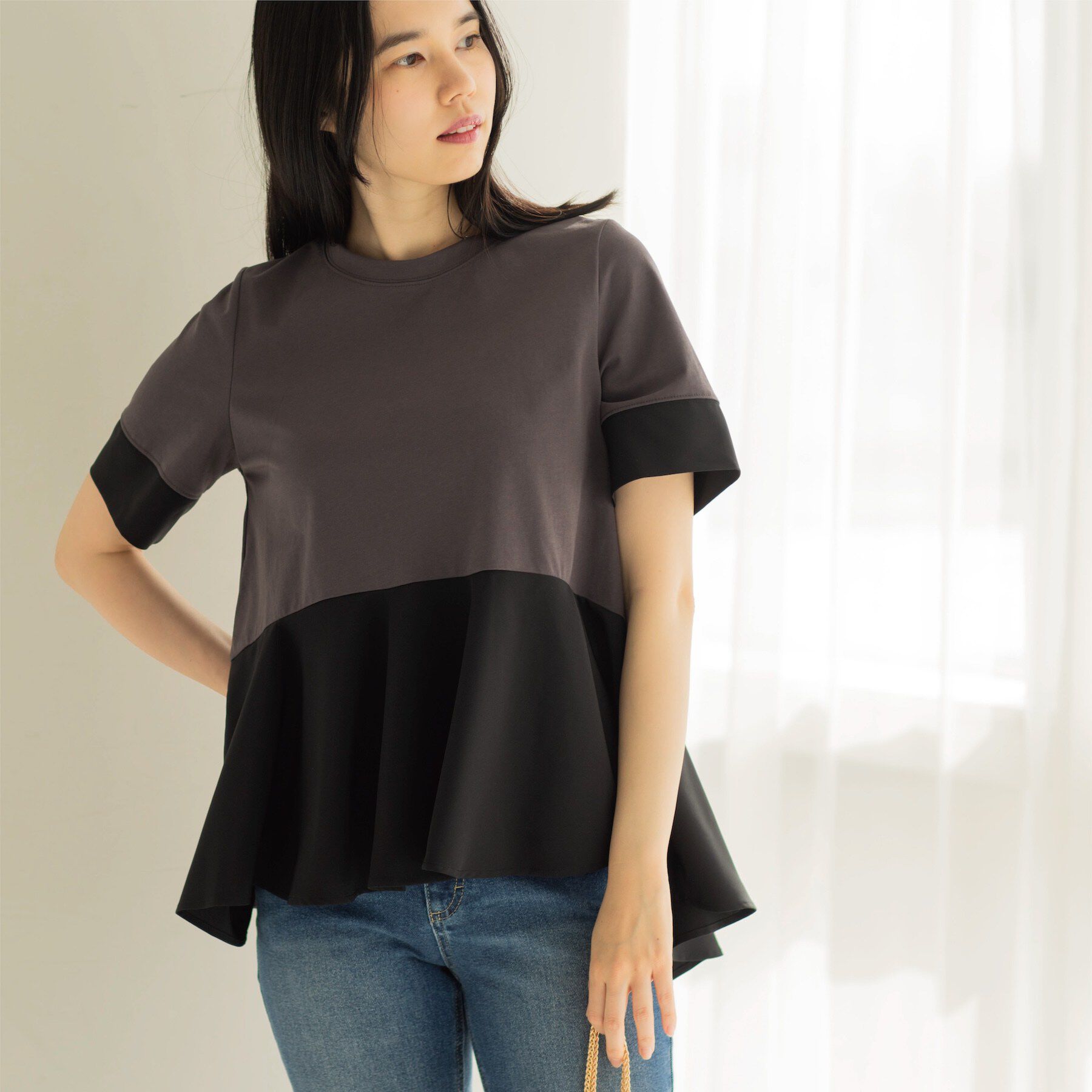 OPAQUE.CLIP「ペプラム切替ドッキングトップス」|Tシャツ・カットソー|