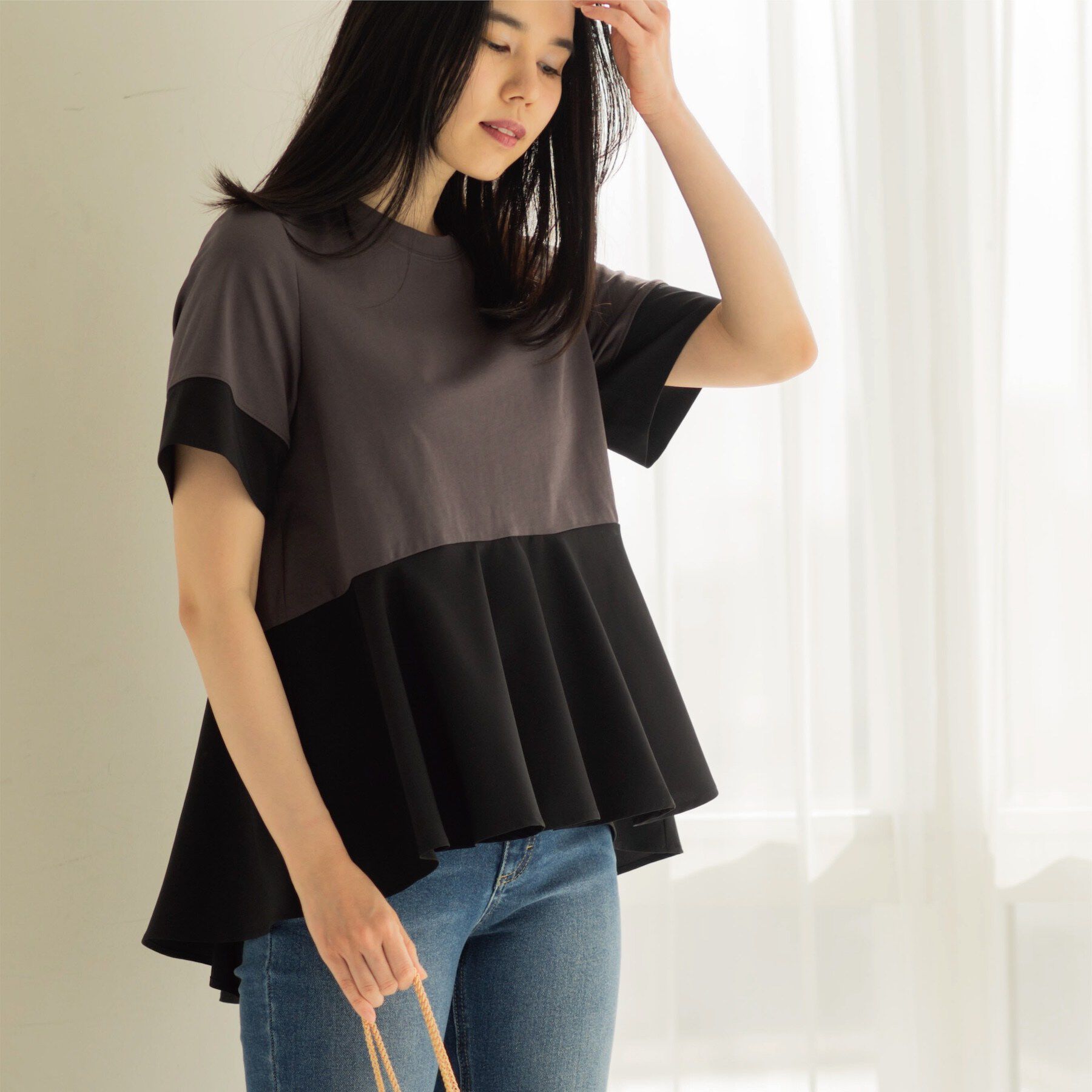 OPAQUE.CLIP「ペプラム切替ドッキングトップス」|Tシャツ・カットソー|