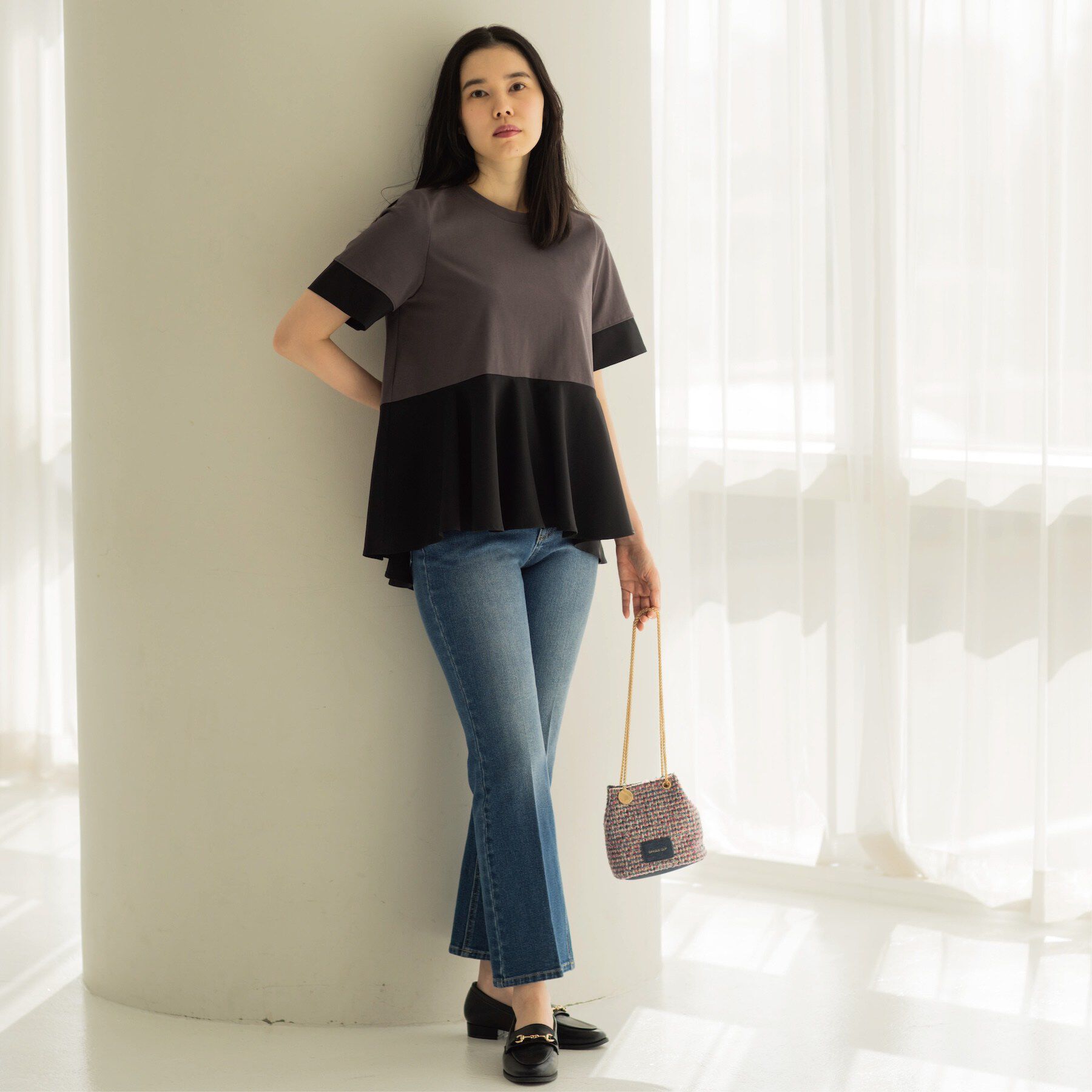 OPAQUE.CLIP「ペプラム切替ドッキングトップス」|Tシャツ・カットソー|