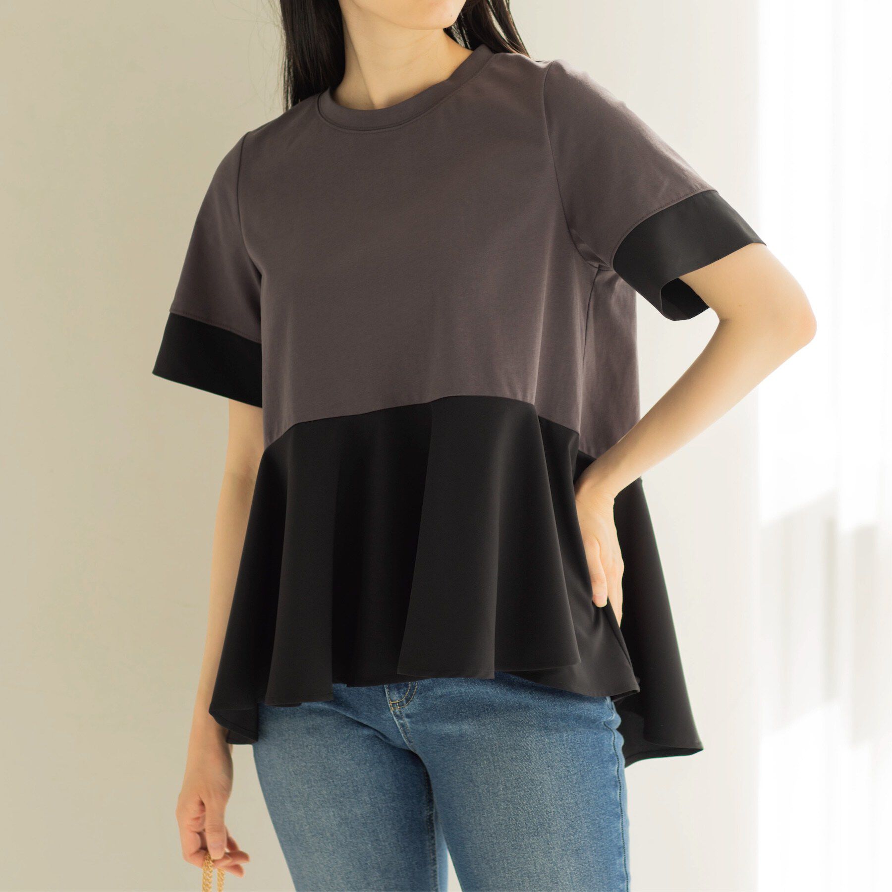 OPAQUE.CLIP「ペプラム切替ドッキングトップス」|Tシャツ・カットソー|