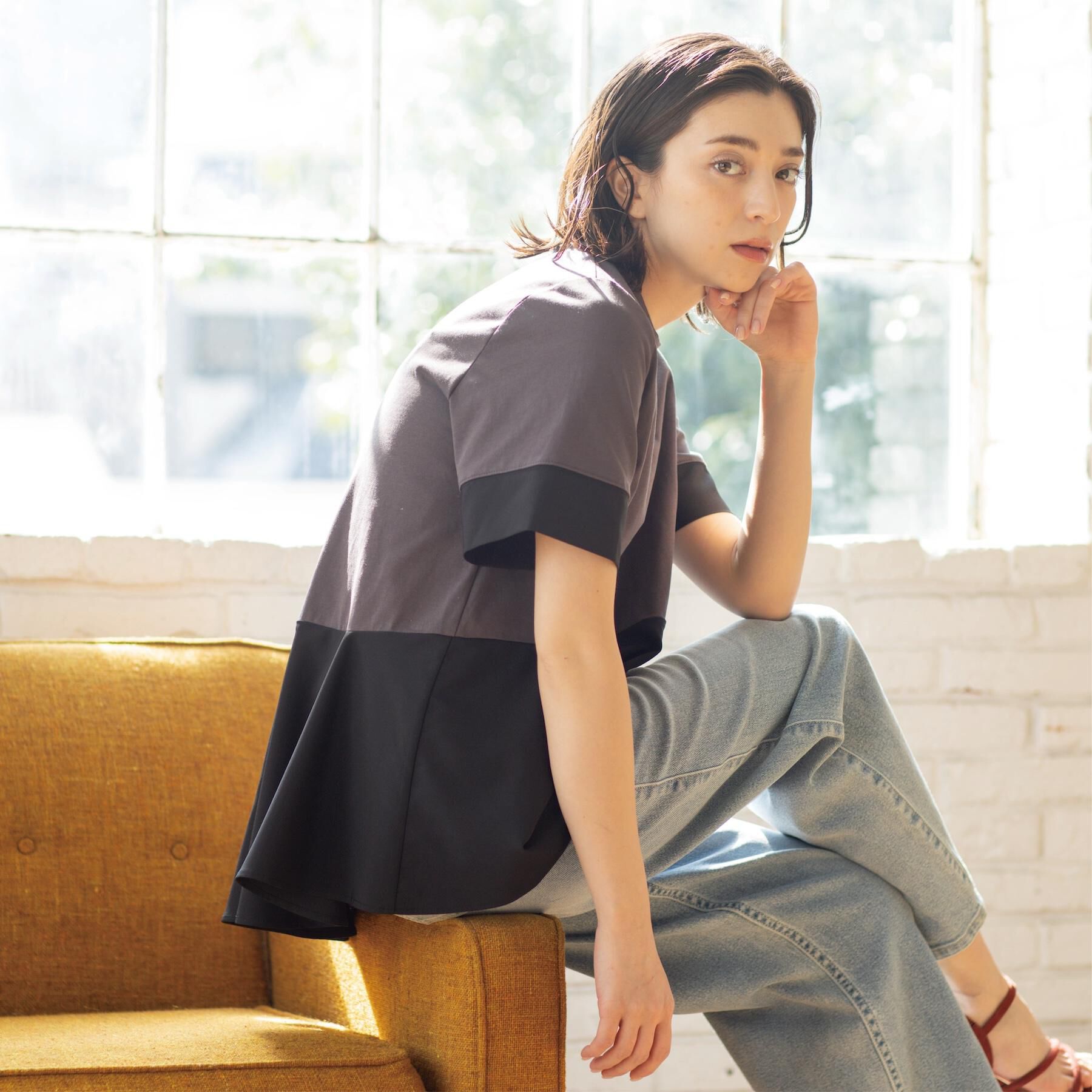 OPAQUE.CLIP「ペプラム切替ドッキングトップス」|Tシャツ・カットソー|